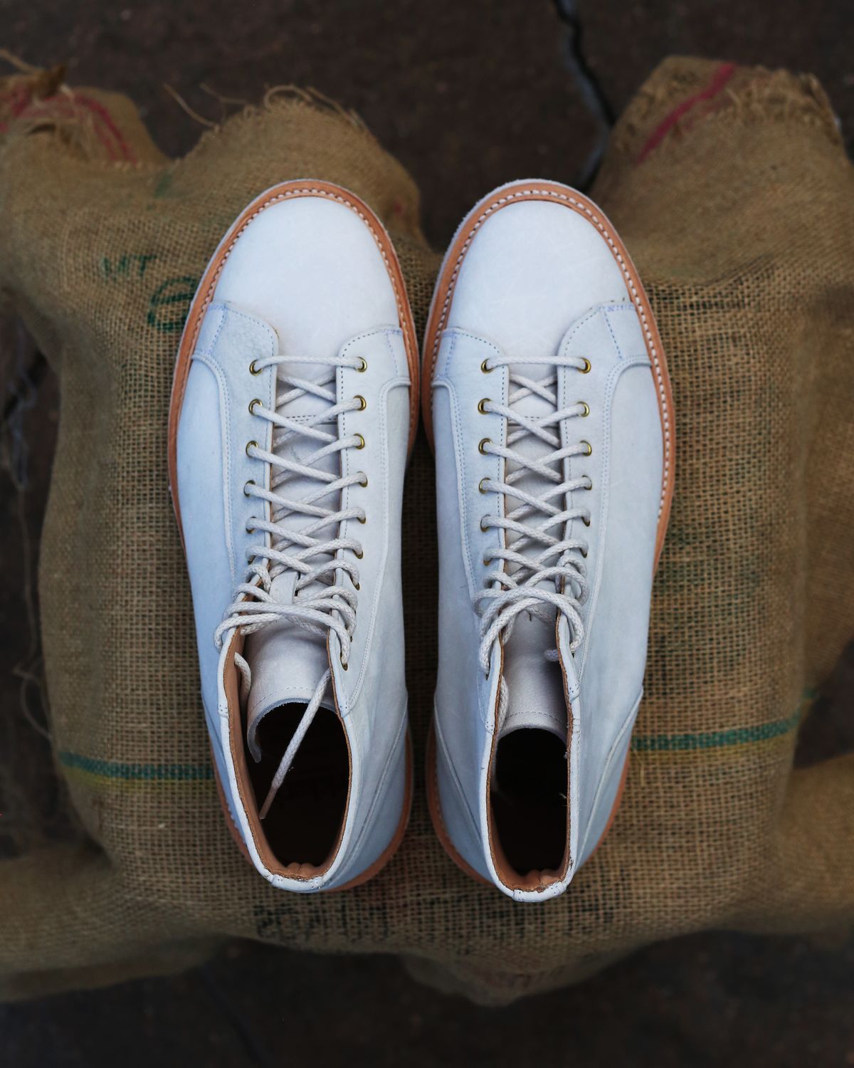 Photo by TrillDan on October 5, 2023 of the Tricker's x Division Road Super Monkey Boot in C.F. Stead Bone Nubuck Kudu.
