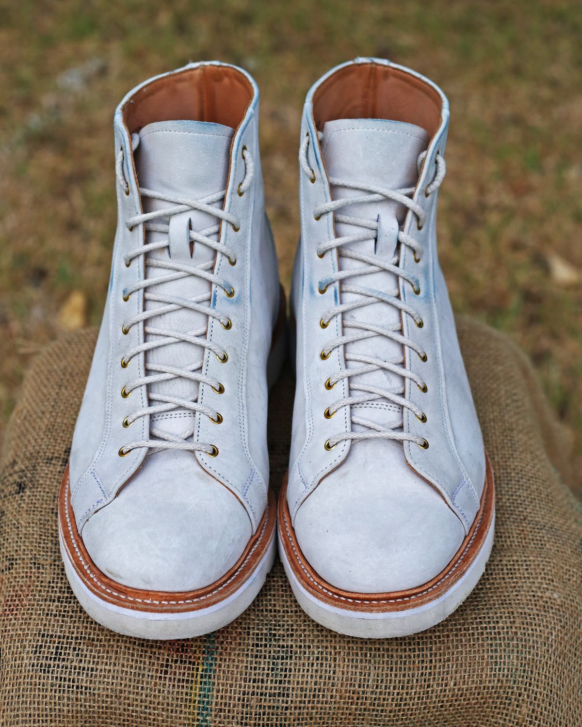 Photo by TrillDan on November 6, 2023 of the Tricker's x Division Road Super Monkey Boot in C.F. Stead Bone Nubuck Kudu.
