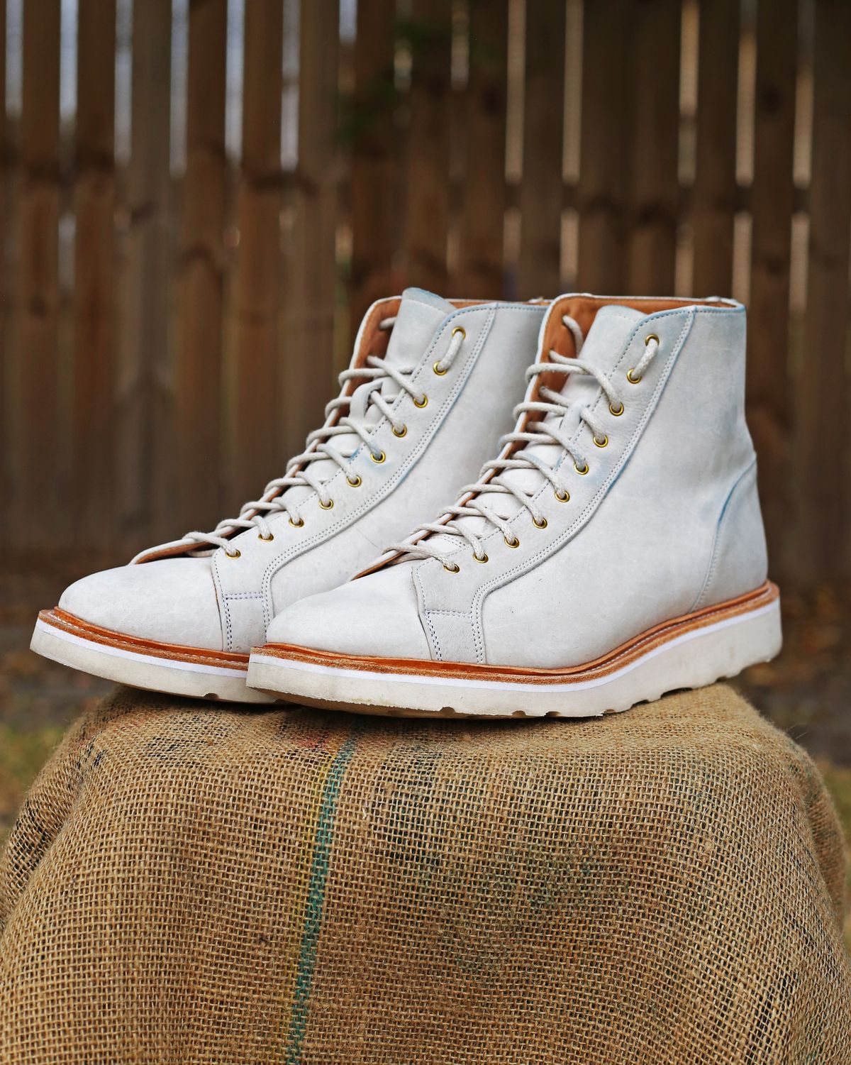 Photo by TrillDan on November 6, 2023 of the Tricker's x Division Road Super Monkey Boot in C.F. Stead Bone Nubuck Kudu.