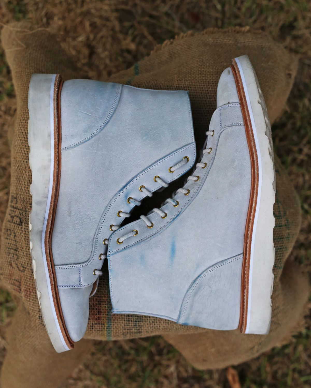 Photo by TrillDan on November 6, 2023 of the Tricker's x Division Road Super Monkey Boot in C.F. Stead Bone Nubuck Kudu.