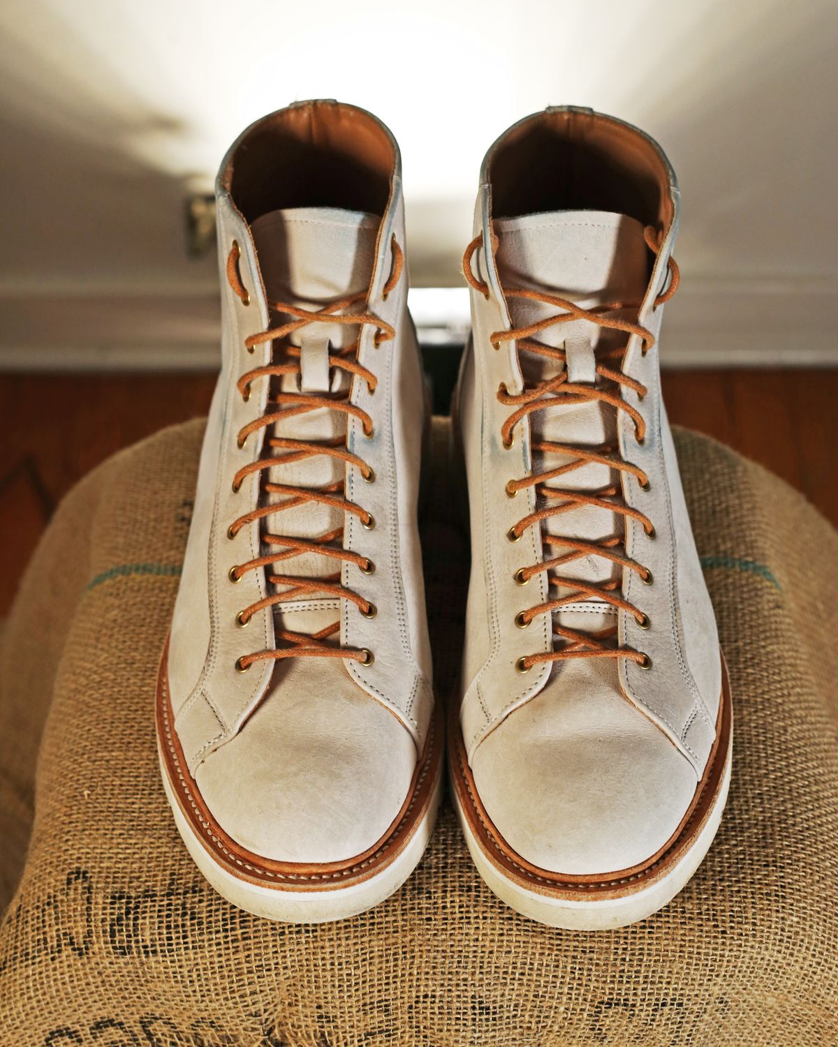 Photo by TrillDan on December 5, 2023 of the Tricker's x Division Road Super Monkey Boot in C.F. Stead Bone Nubuck Kudu.