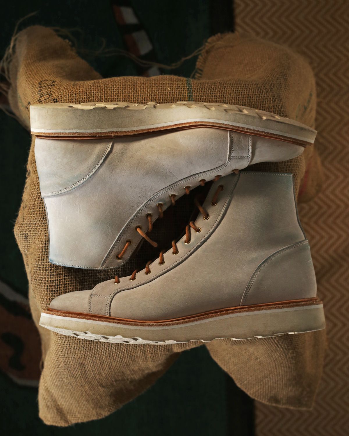 Photo by TrillDan on December 5, 2023 of the Tricker's x Division Road Super Monkey Boot in C.F. Stead Bone Nubuck Kudu.