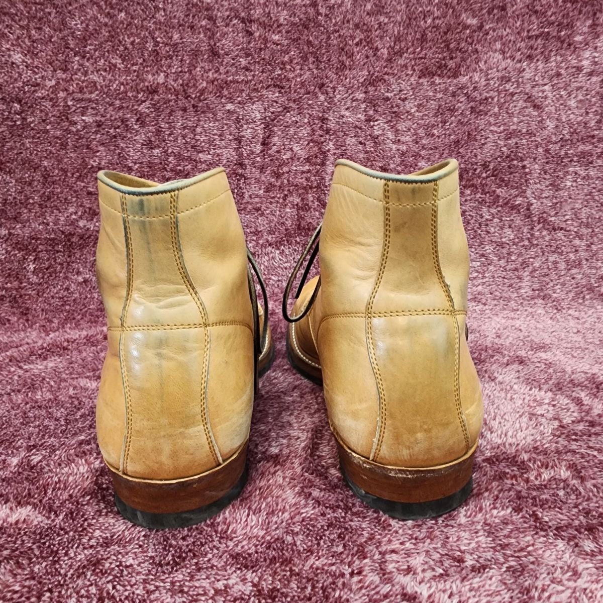 Photo by TrillDan on November 6, 2024 of the Y'2 Leather Work Boot in Y'2 kakishibu horsehide leather.
