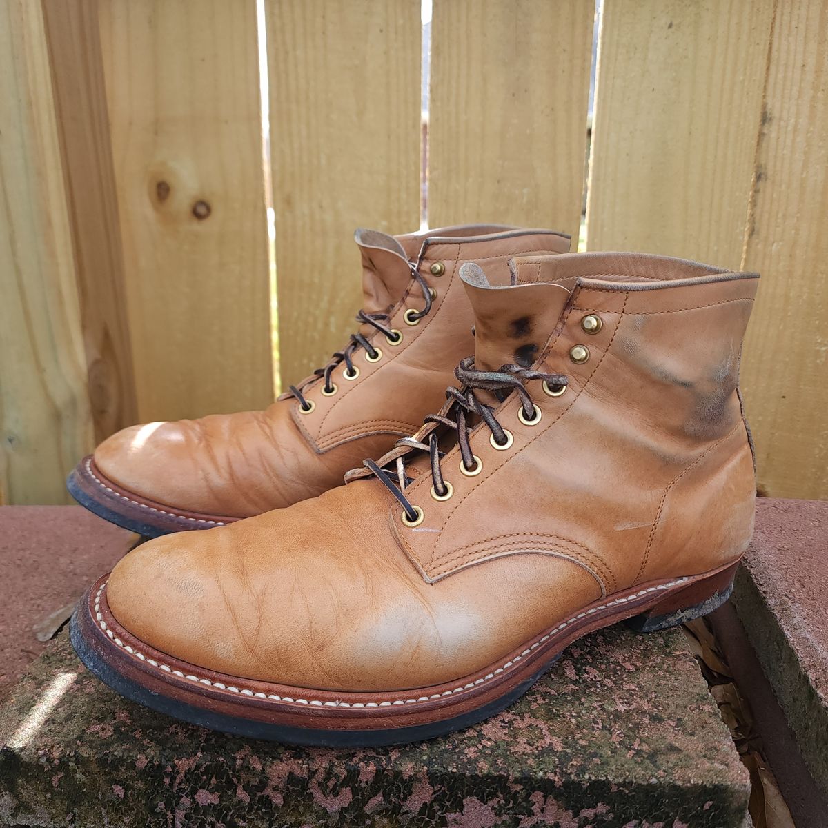 Photo by TrillDan on January 5, 2025 of the Y'2 Leather Work Boot in Y'2 kakishibu horsehide leather.