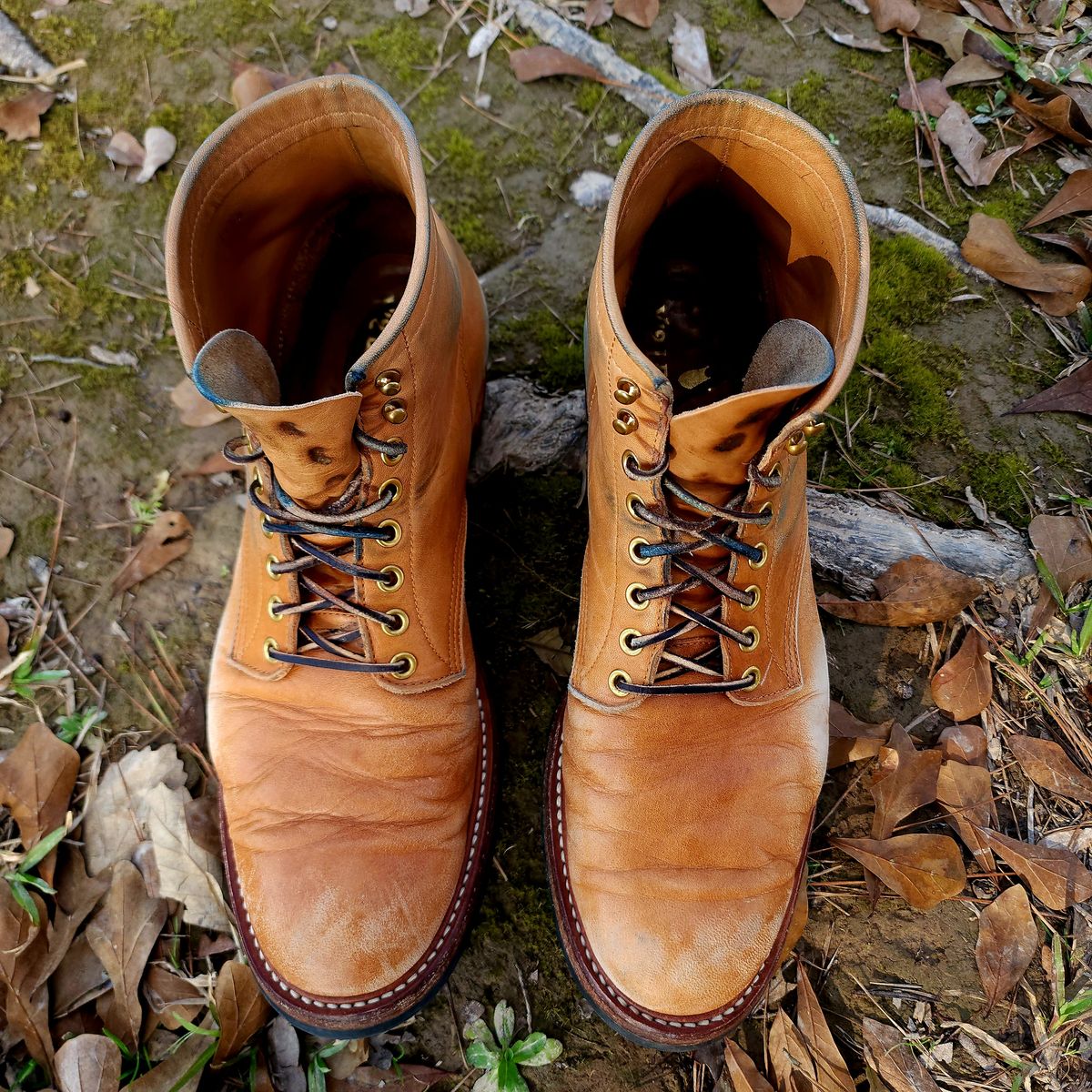 Photo by TrillDan on February 5, 2025 of the Y'2 Leather Work Boot in Y'2 kakishibu horsehide leather.