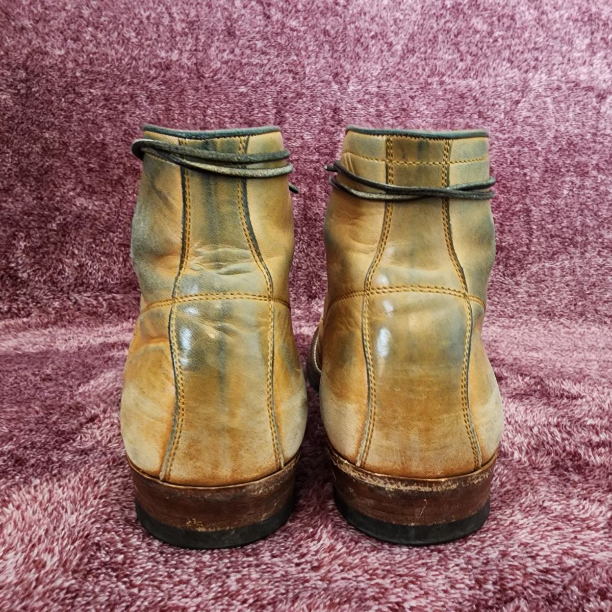 Photo by TrillDan on April 6, 2025 of the Y'2 Leather Work Boot in Y'2 kakishibu horsehide leather.