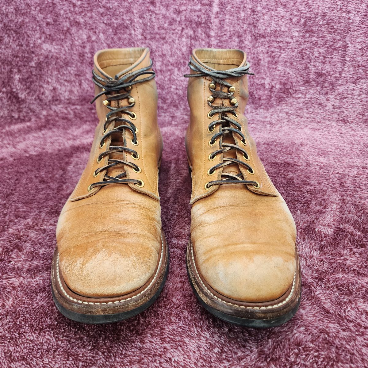Photo by TrillDan on April 6, 2025 of the Y'2 Leather Work Boot in Y'2 kakishibu horsehide leather.
