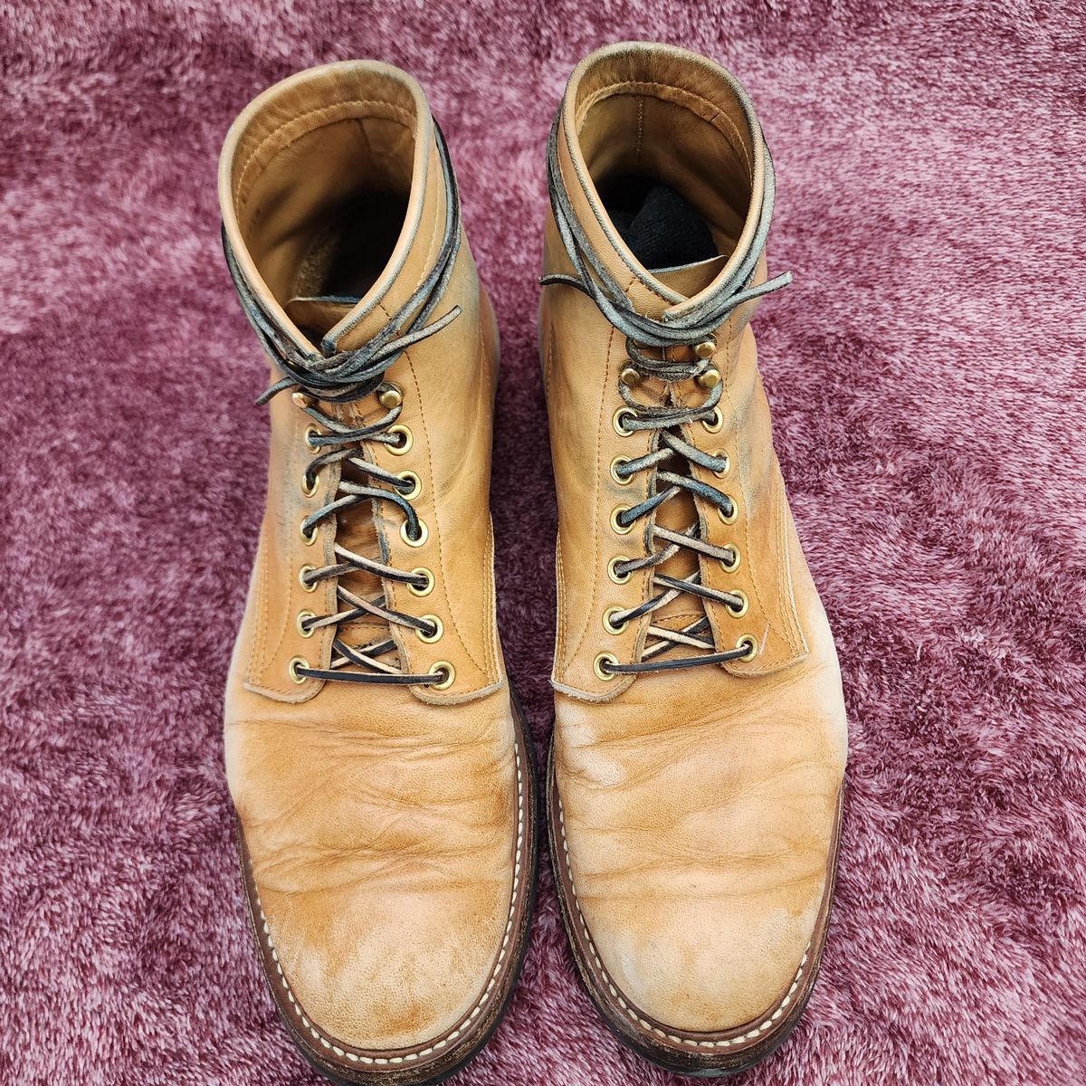 Photo by TrillDan on April 6, 2025 of the Y'2 Leather Work Boot in Y'2 kakishibu horsehide leather.