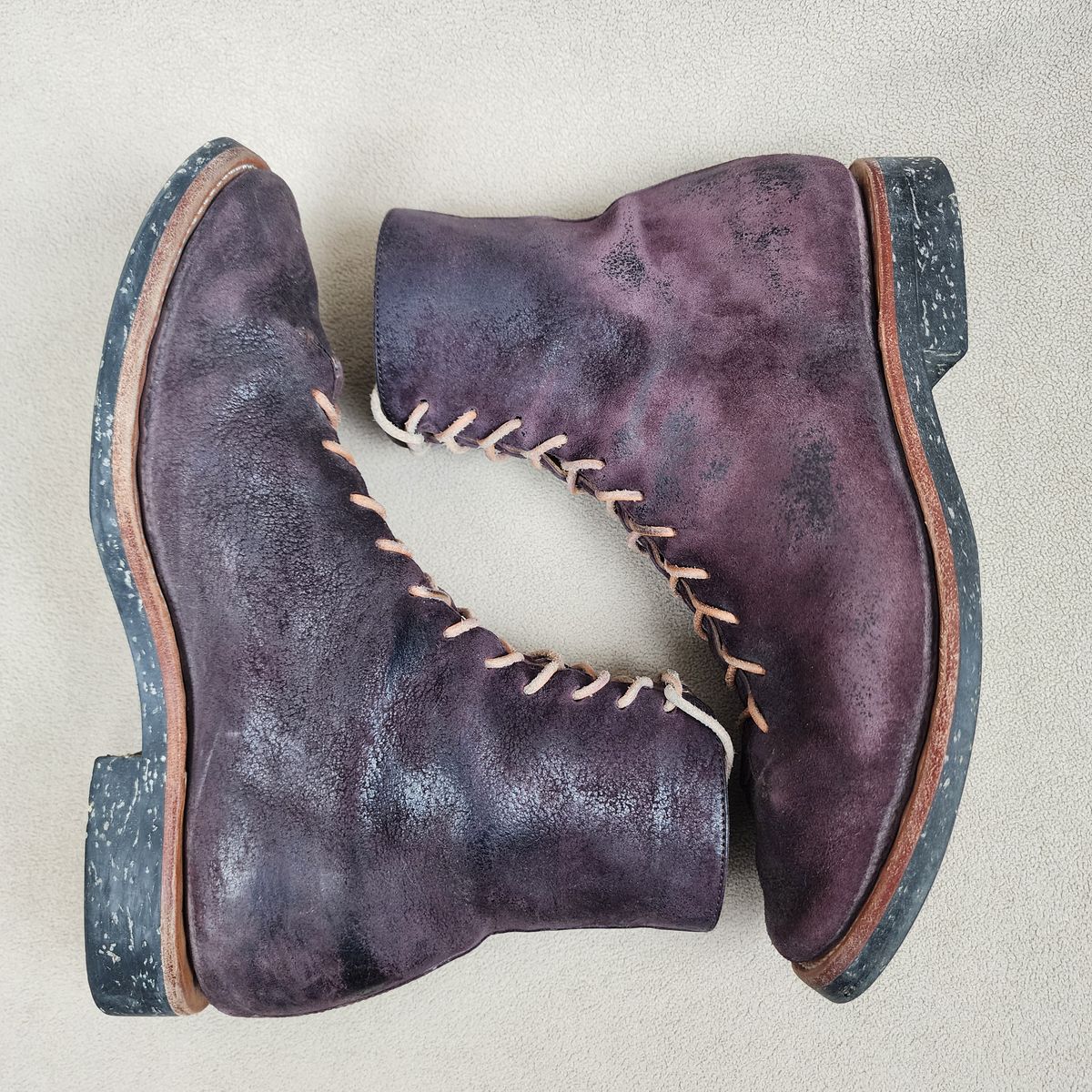 Photo by TrillDan on March 6, 2026 of the Briselblack The Buck Wholecut Lace to Toe in Horween Reversed Wax Burgundy Horsehide.