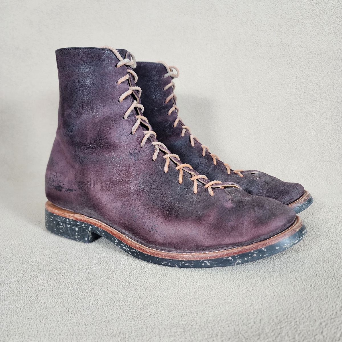 Photo by TrillDan on March 6, 2026 of the Briselblack The Buck Wholecut Lace to Toe in Horween Reversed Wax Burgundy Horsehide.