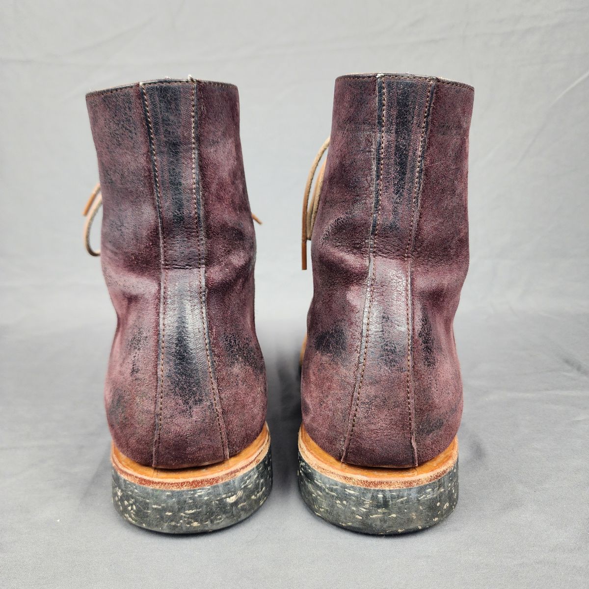 Photo by TrillDan on April 6, 2026 of the Briselblack The Buck Wholecut Lace to Toe in Horween Reversed Wax Burgundy Horsehide.