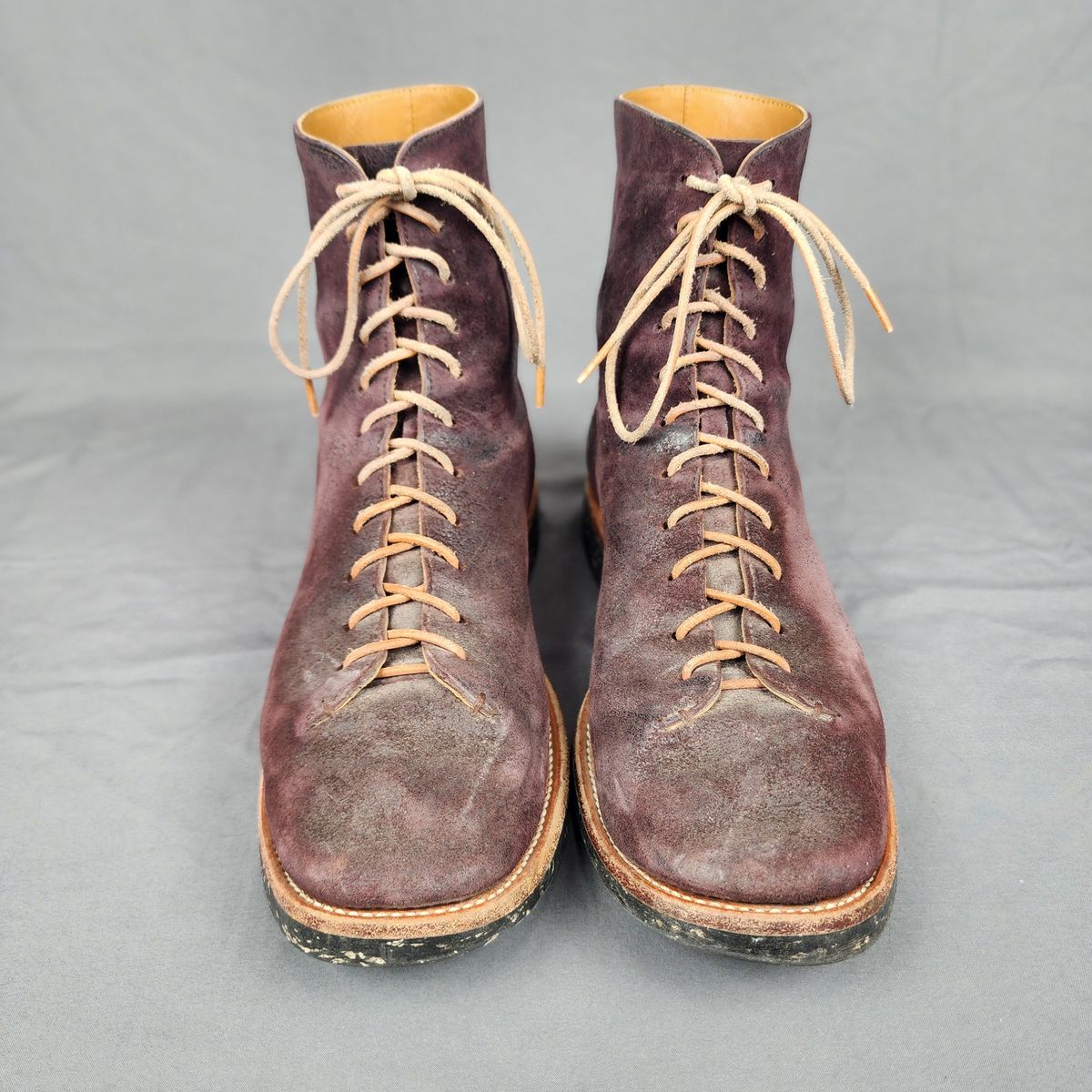 Photo by TrillDan on April 6, 2026 of the Briselblack The Buck Wholecut Lace to Toe in Horween Reversed Wax Burgundy Horsehide.
