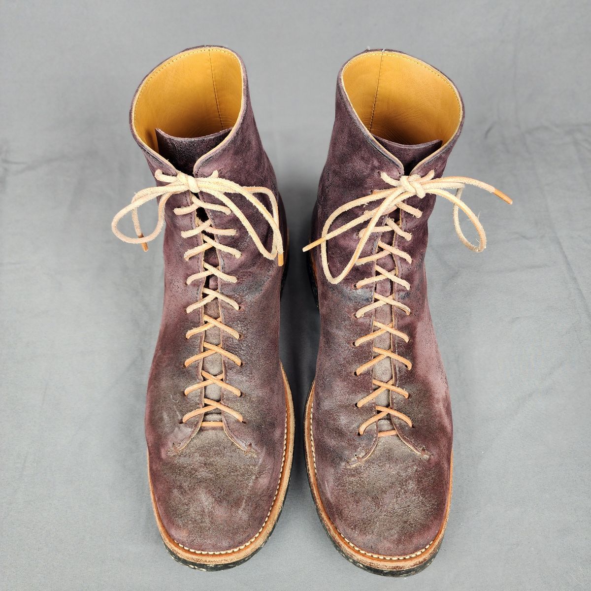Photo by TrillDan on April 6, 2026 of the Briselblack The Buck Wholecut Lace to Toe in Horween Reversed Wax Burgundy Horsehide.