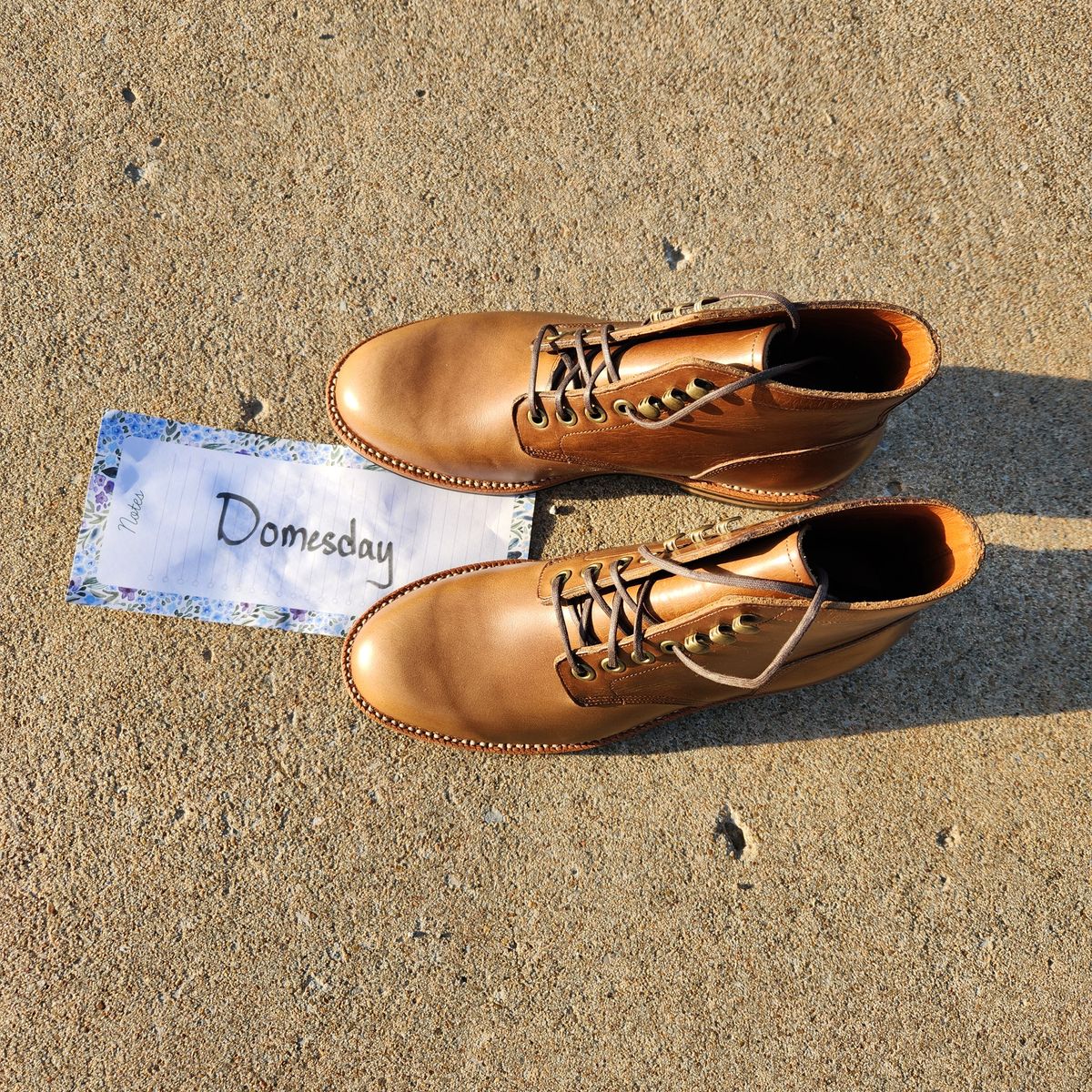 Photo by wildflowersnboots on October 1, 2024 of the Grant Stone Nora Boot in Horween Dune Chromexcel.