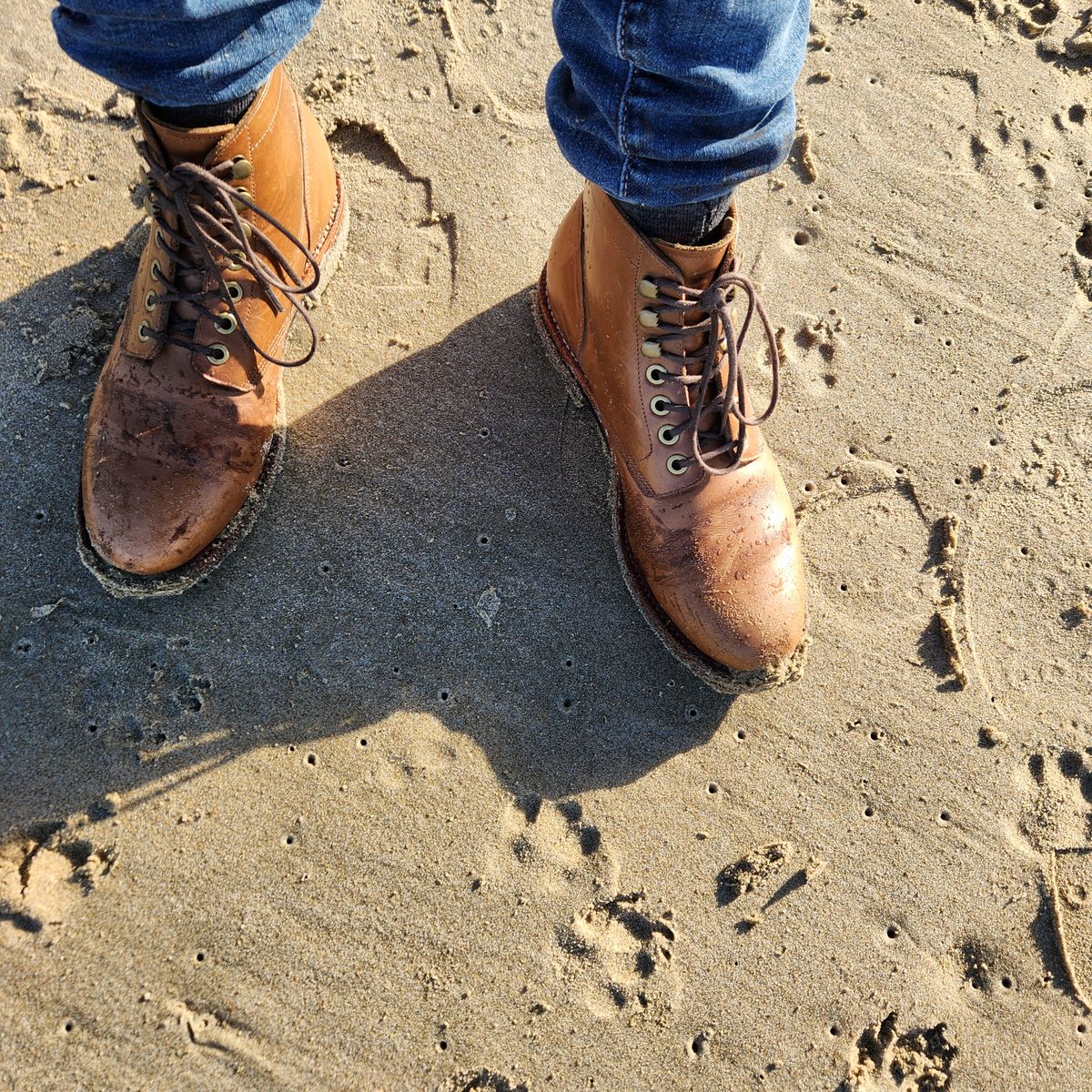 Photo by wildflowersnboots on November 7, 2024 of the Grant Stone Nora Boot in Horween Dune Chromexcel.