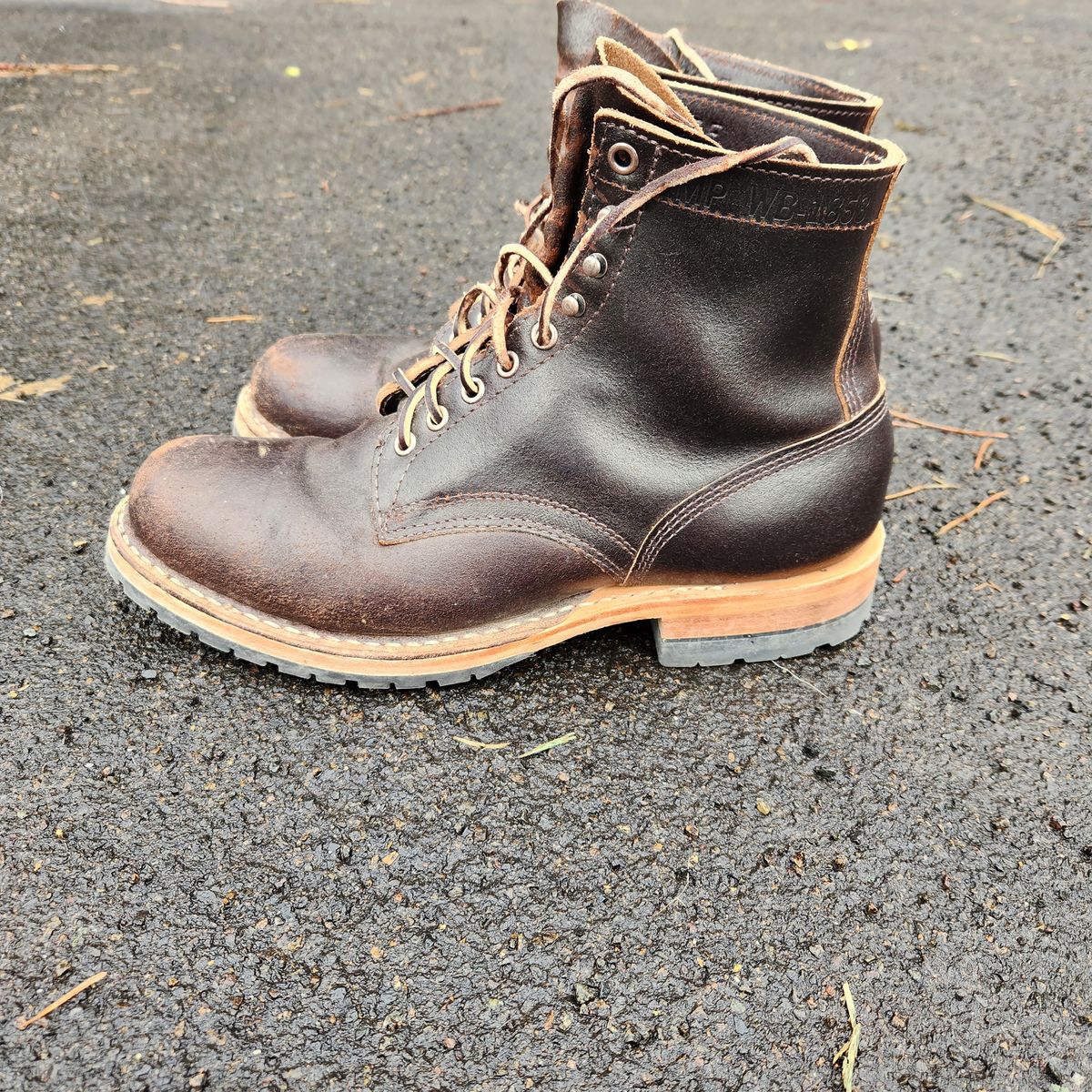 Photo by wildflowersnboots on November 5, 2024 of the White's MP 55 in Horween Dark Brown Waxed Flesh.
