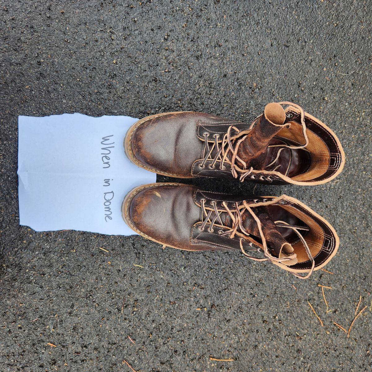 Photo by wildflowersnboots on November 5, 2024 of the White's MP 55 in Horween Dark Brown Waxed Flesh.