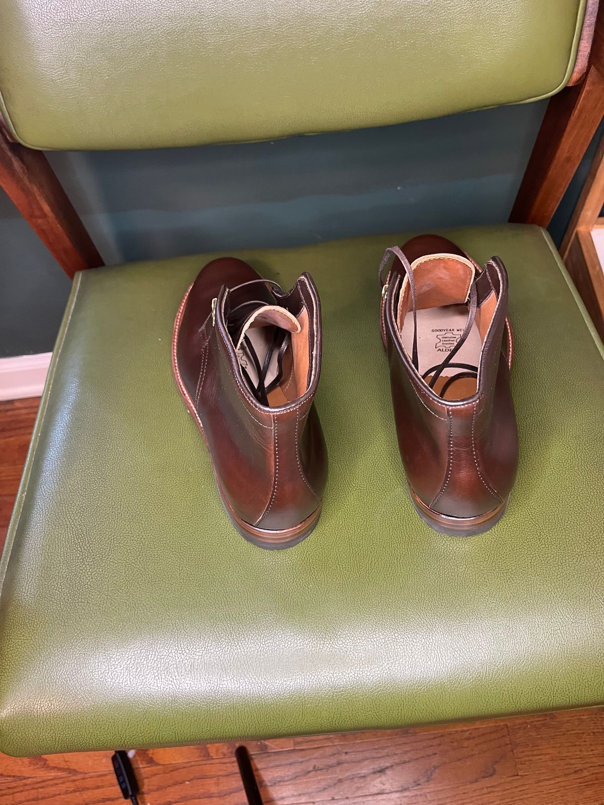 Photo by shoemageddon on October 3, 2024 of the Alden Plain Toe Boot in Horween Brown Chromexcel.
