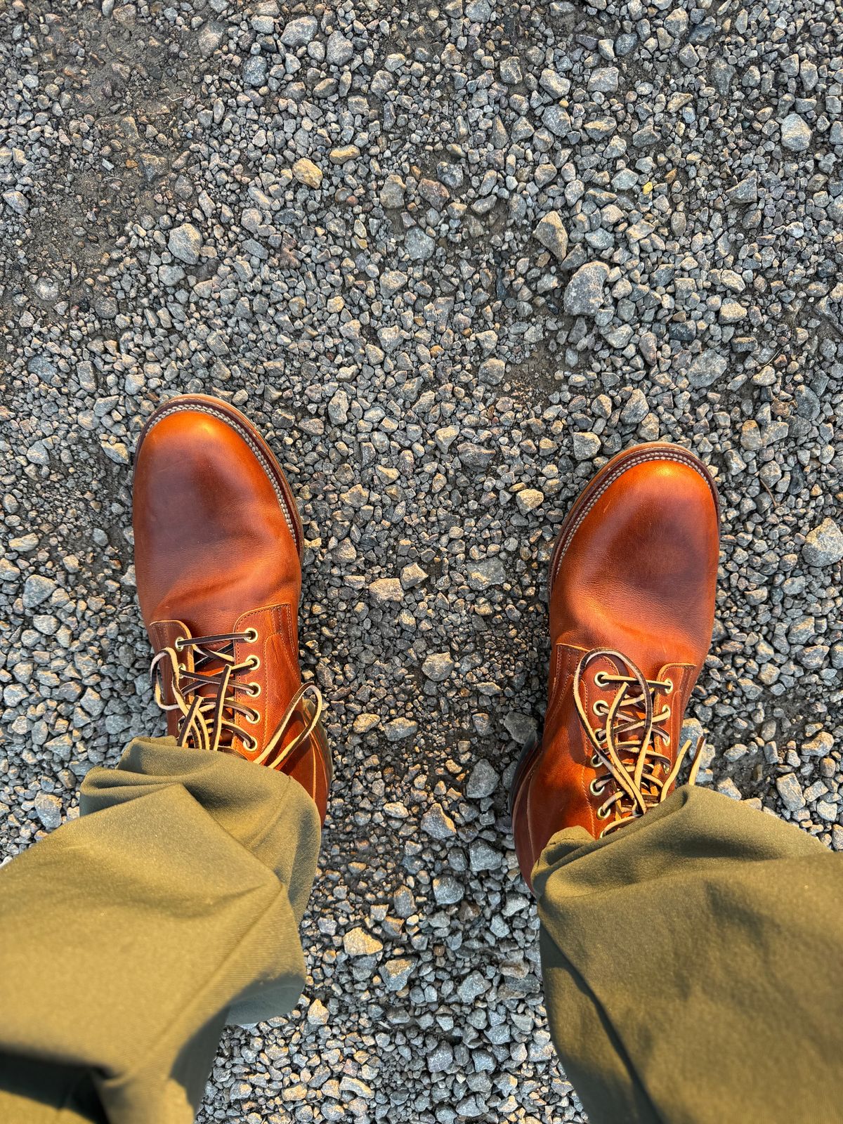 Photo by demko on November 6, 2023 of the Viberg Service Boot in Horween English Tan Cypress.