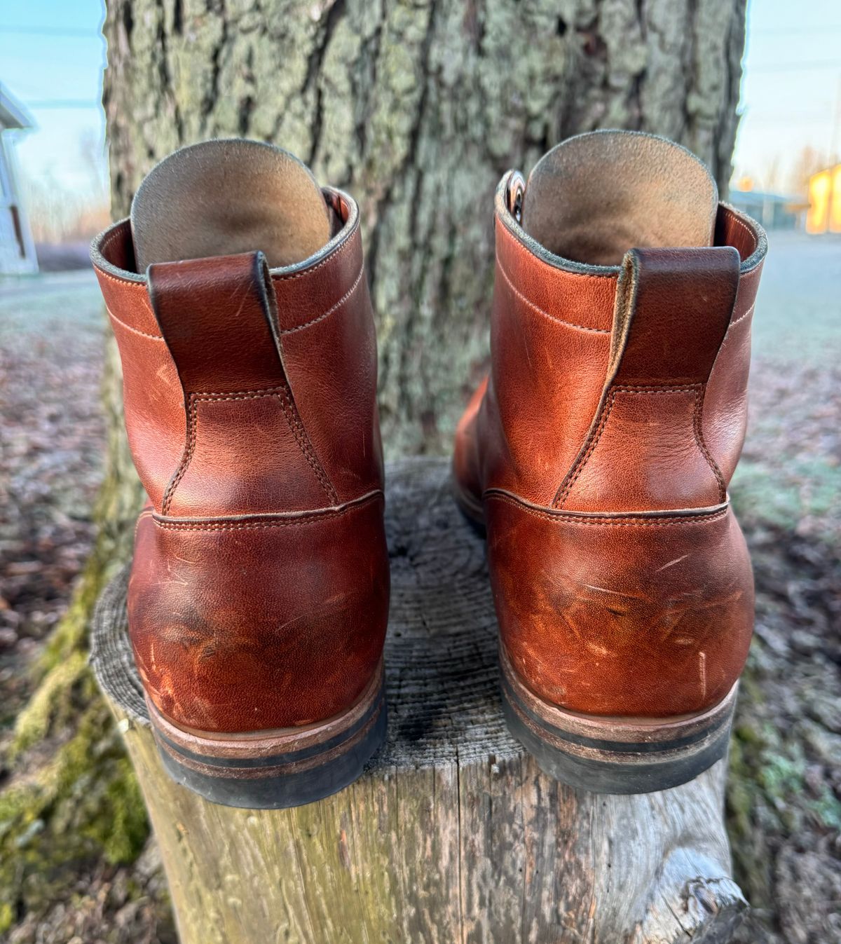 Photo by demko on February 4, 2024 of the Viberg Service Boot in Horween English Tan Cypress.