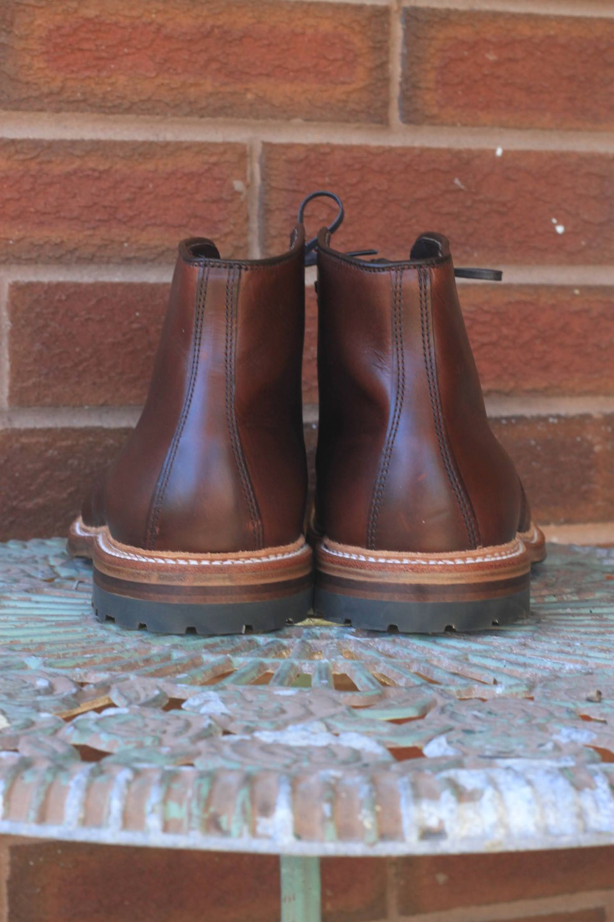 Photo by djsharris on October 2, 2022 of the Alden Norwegian Front Blucher in Horween Brown Chromexcel.