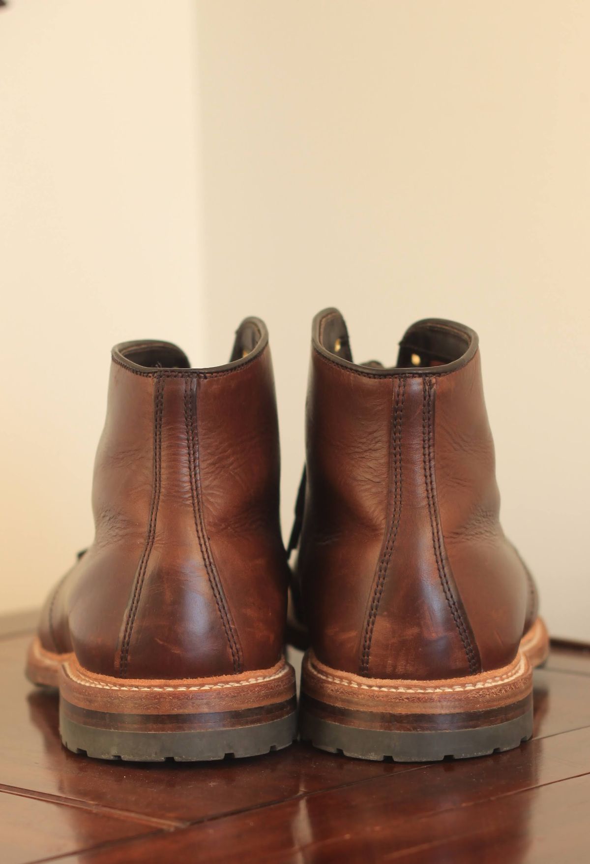 Photo by djsharris on November 1, 2022 of the Alden Norwegian Front Blucher in Horween Brown Chromexcel.