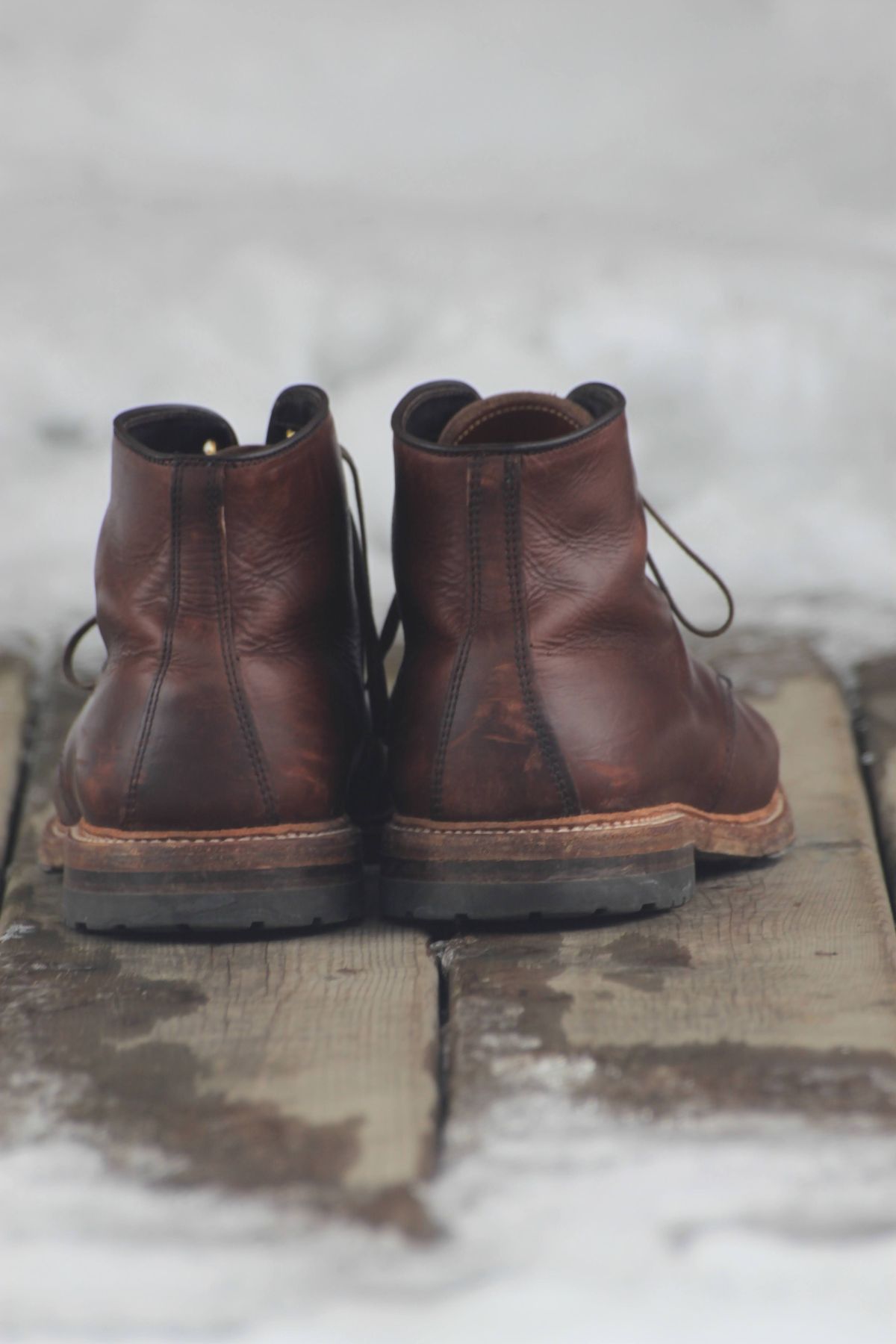 Photo by djsharris on February 5, 2023 of the Alden Norwegian Front Blucher in Horween Brown Chromexcel.