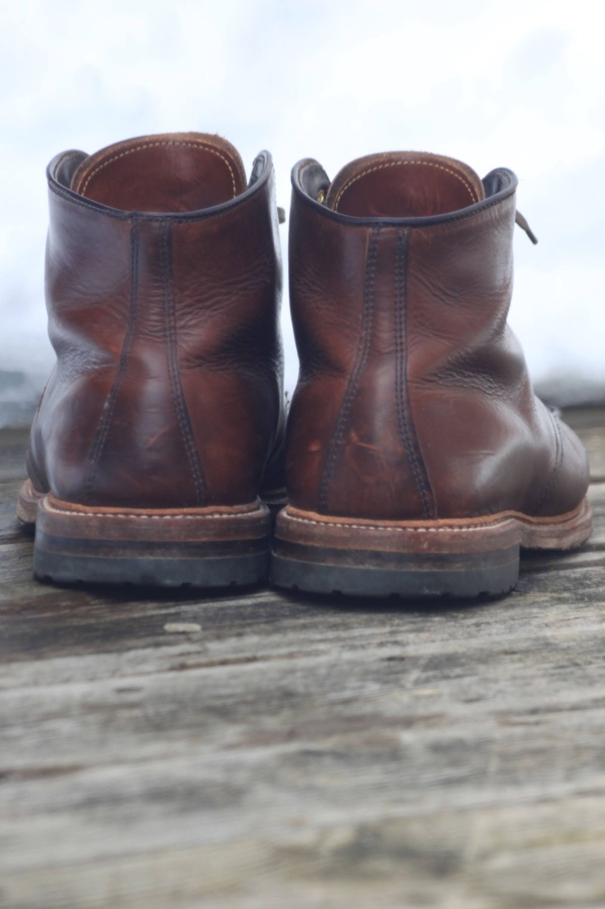 Photo by djsharris on March 4, 2023 of the Alden Norwegian Front Blucher in Horween Brown Chromexcel.