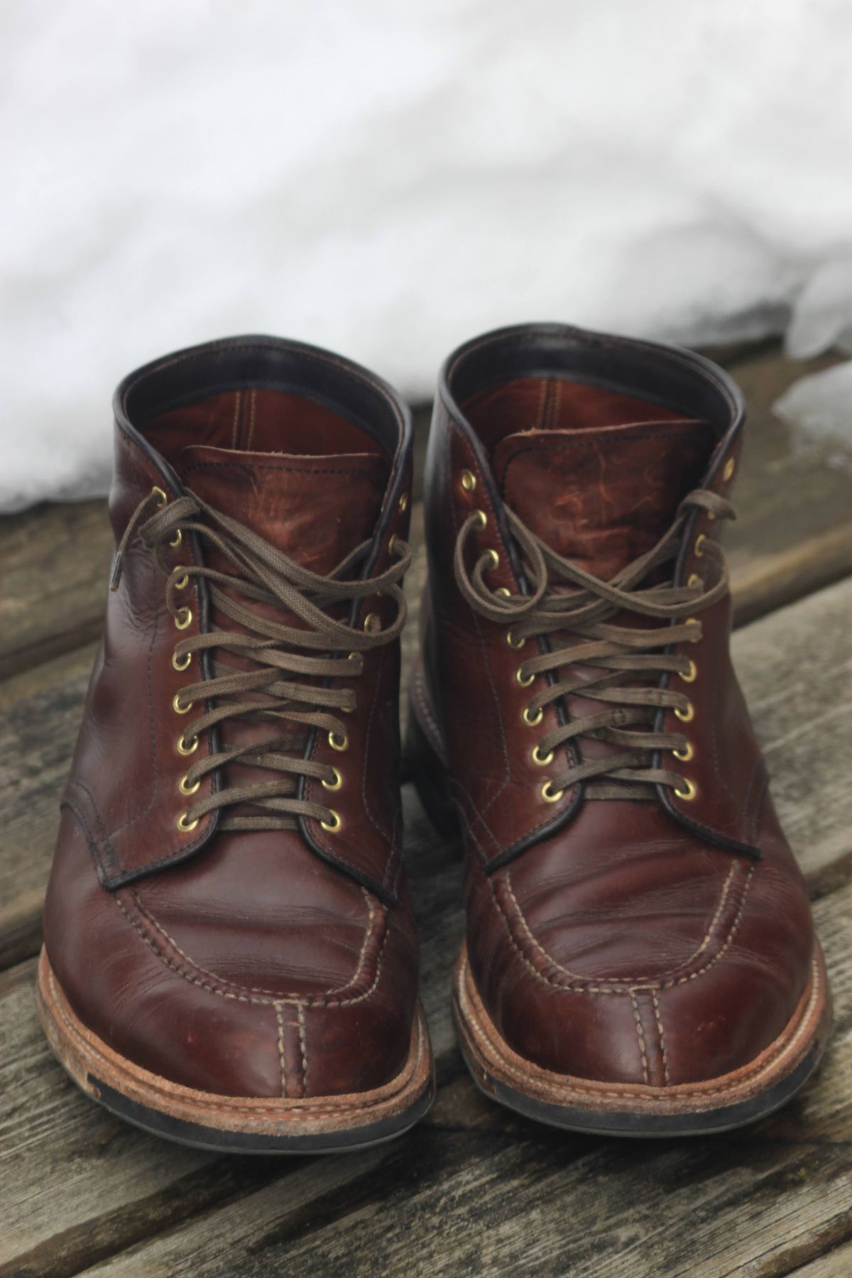 Photo by djsharris on March 4, 2023 of the Alden Norwegian Front Blucher in Horween Brown Chromexcel.