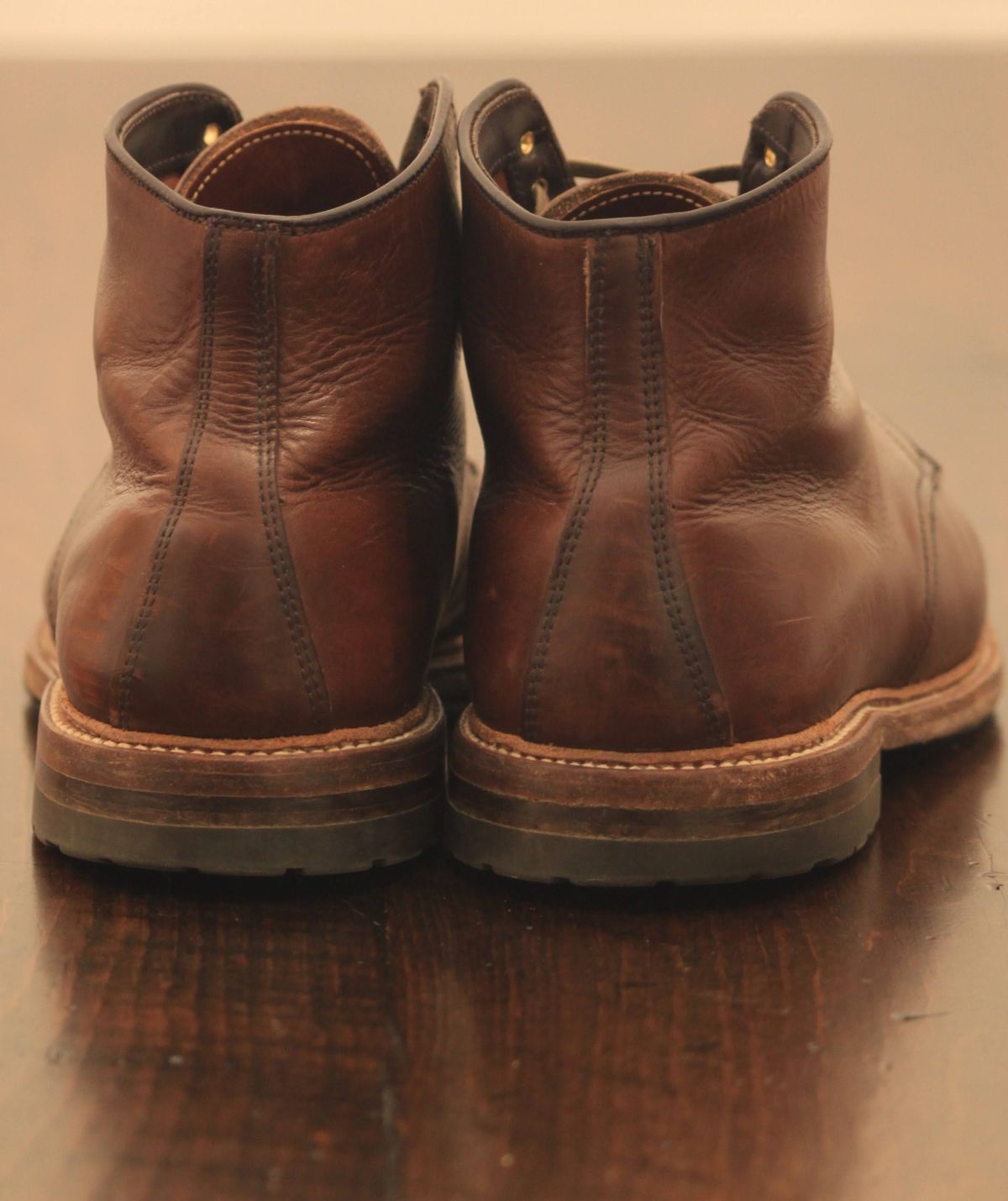 Photo by djsharris on April 4, 2023 of the Alden Norwegian Front Blucher in Horween Brown Chromexcel.