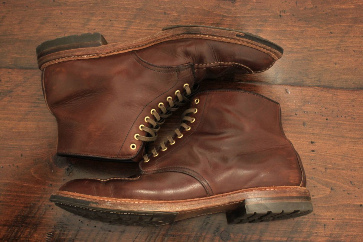 Photo by djsharris on April 4, 2023 of the Alden Norwegian Front Blucher in Horween Brown Chromexcel.