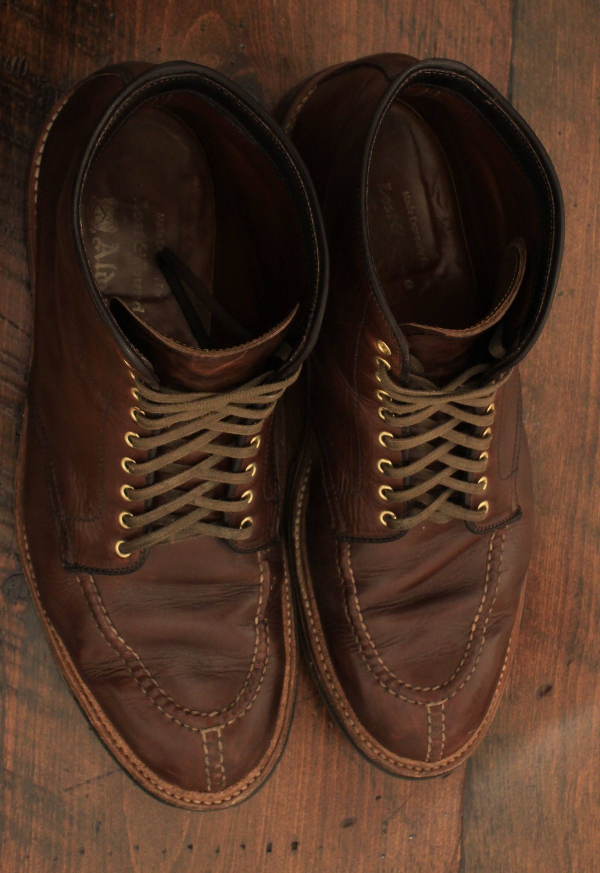 Photo by djsharris on April 4, 2023 of the Alden Norwegian Front Blucher in Horween Brown Chromexcel.