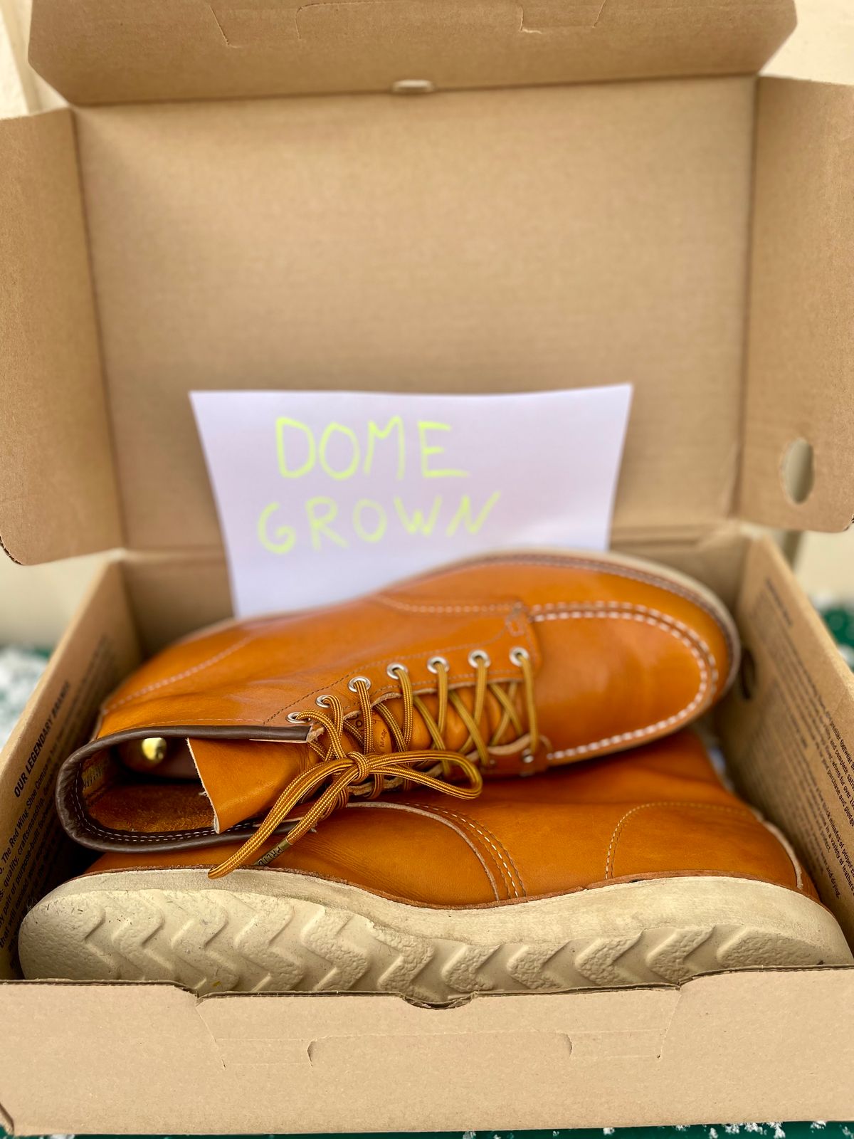 Photo by surcos on November 1, 2023 of the Irish Setter 6-Inch Classic Moc in Gold Russet Sequoia.