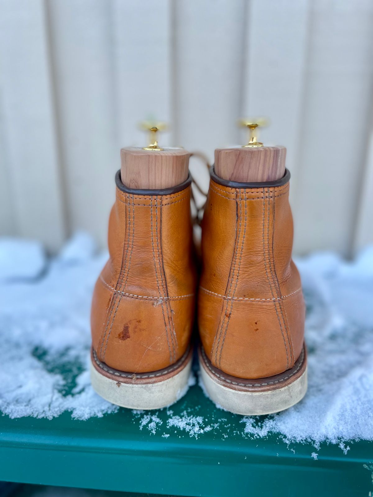 Photo by surcos on January 2, 2024 of the Irish Setter 6-Inch Classic Moc in Gold Russet Sequoia.