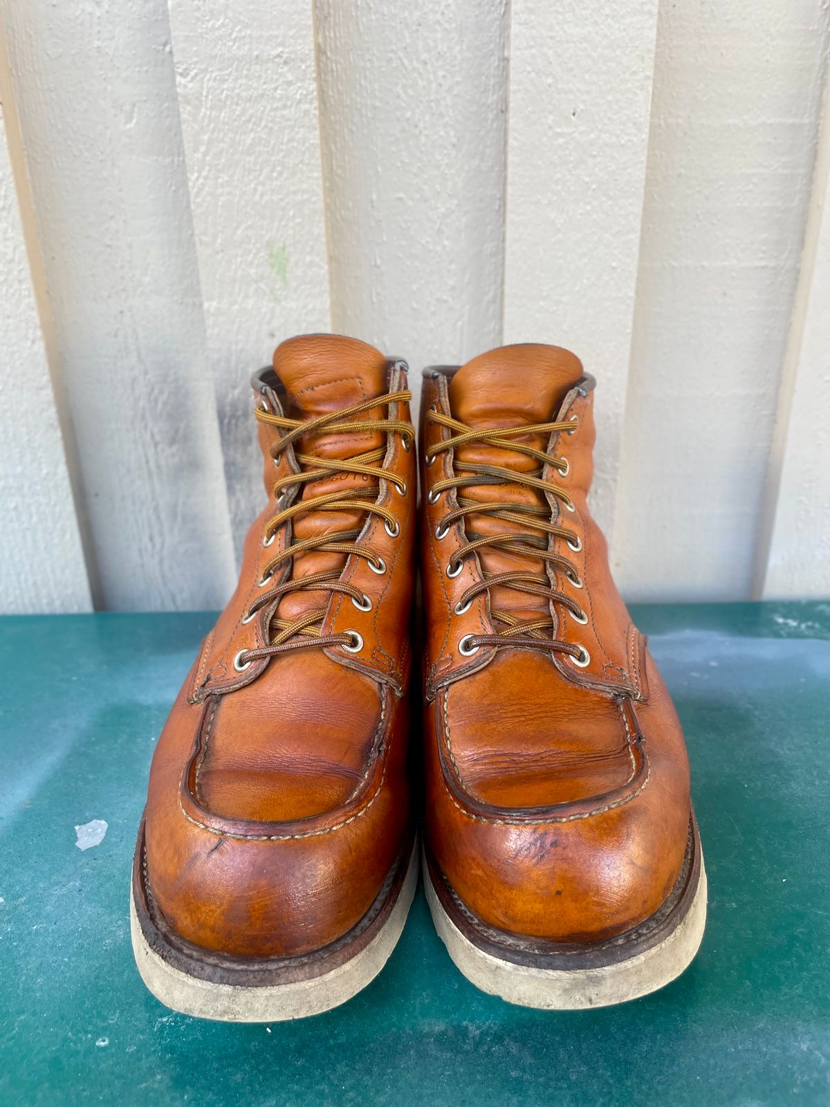 Photo by surcos on April 1, 2024 of the Irish Setter 6-Inch Classic Moc in Gold Russet Sequoia.