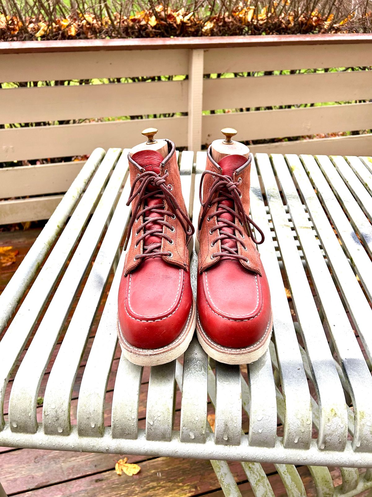 Photo by surcos on November 1, 2025 of the Red Wing 6-Inch Classic Moc in S.B. Foot Oro-Russet Portage & S.B. Foot Oro-Russet Abilene.