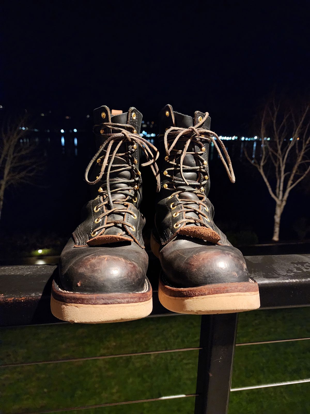 Photo by Leroy on February 6, 2024 of the Nicks x Zuriick Merriman in Horween Black Chromexcel.