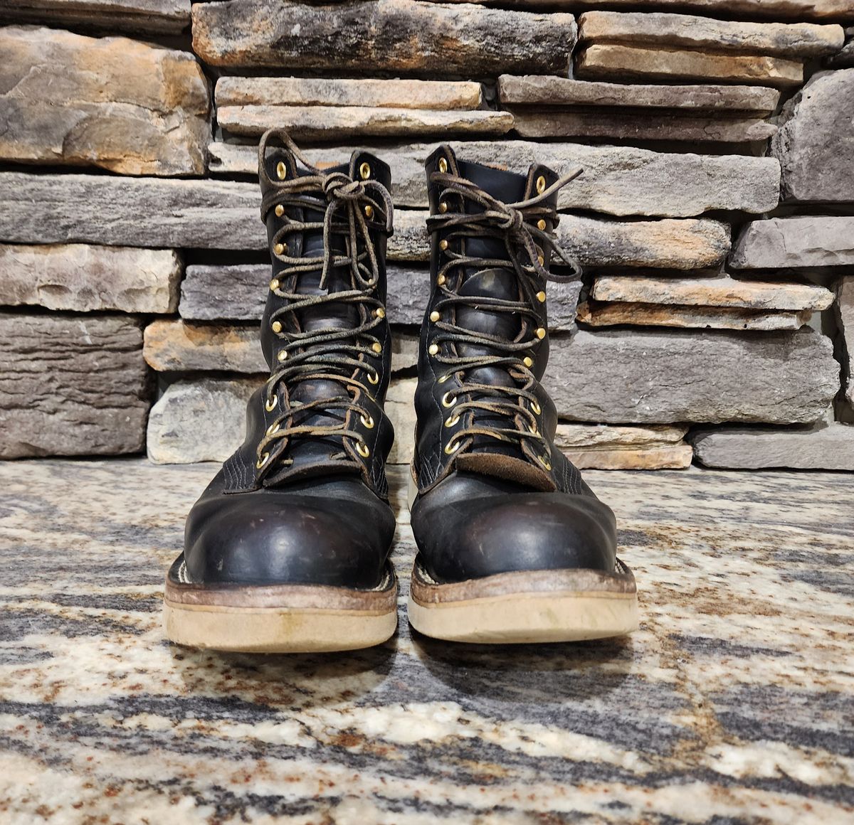 Photo by Leroy on March 6, 2024 of the Nicks x Zuriick Merriman in Horween Black Chromexcel.