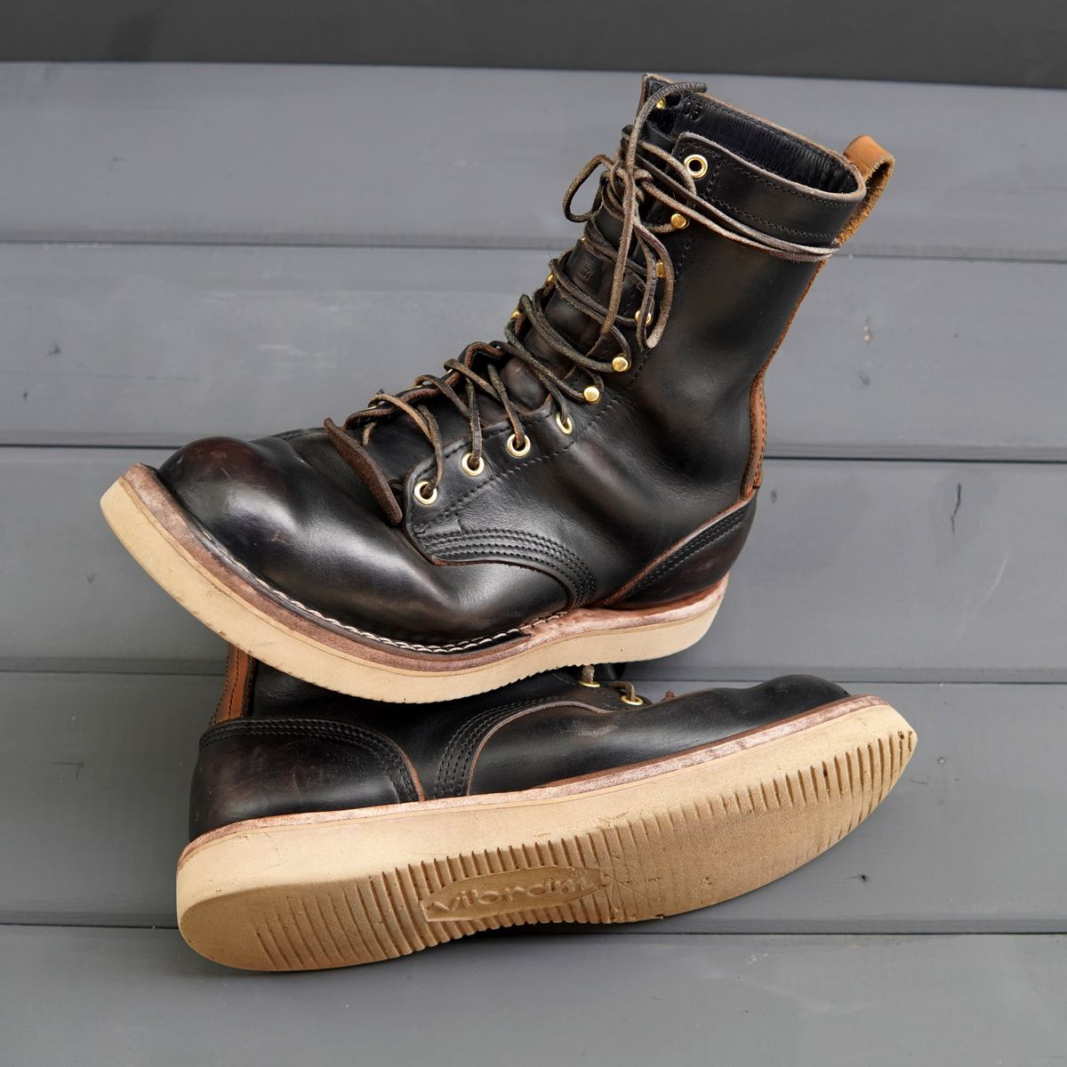 Photo by Leroy on April 4, 2024 of the Nicks x Zuriick Merriman in Horween Black Chromexcel.