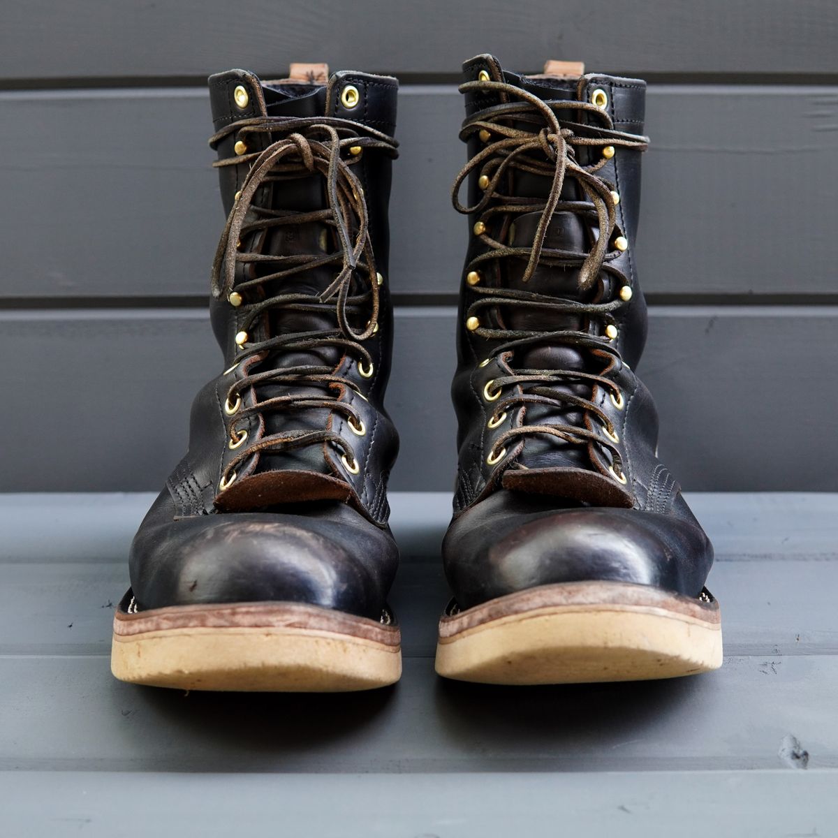 Photo by Leroy on April 4, 2024 of the Nicks x Zuriick Merriman in Horween Black Chromexcel.