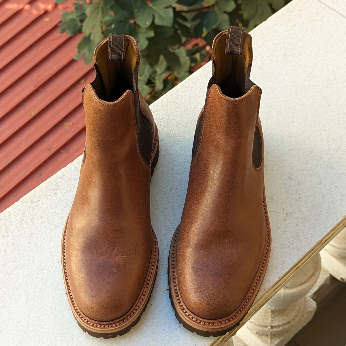 Photo by melloyello on November 7, 2023 of the Rider Boot Co. Fritz in Maryam Toscanello Horsebutt.
