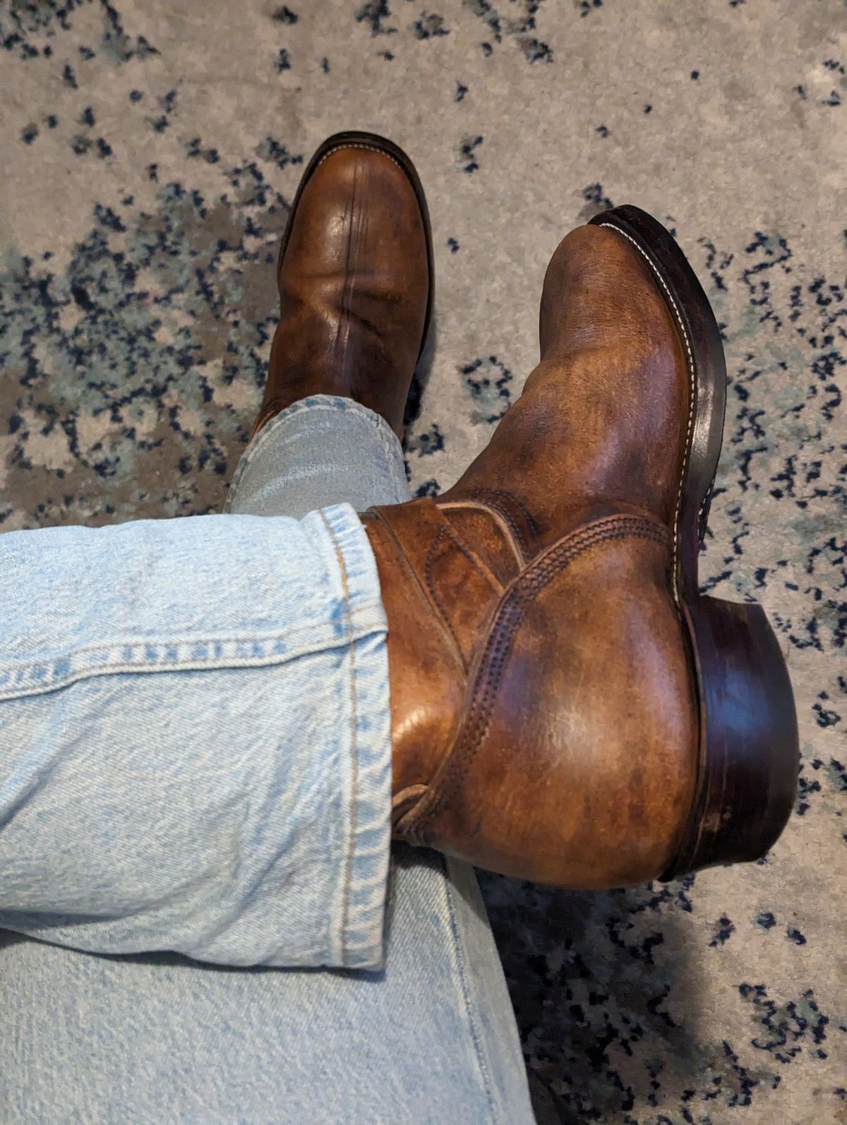 Photo by melloyello on November 14, 2023 of the Unsung U 22-2 Engineer Boot in Wickett & Craig Natural Veg Tan.