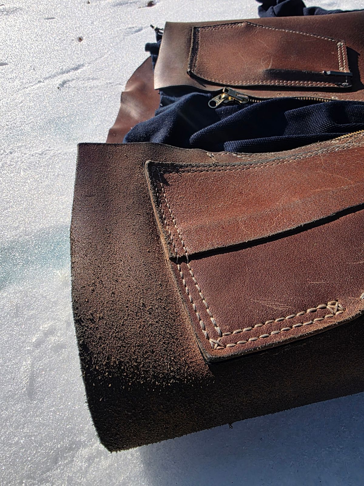 Photo by Pale_Highl1ight on February 1, 2026 of the Pale Highlight Natural Waxed Flesh Vest in Horween Natural Waxed Flesh.