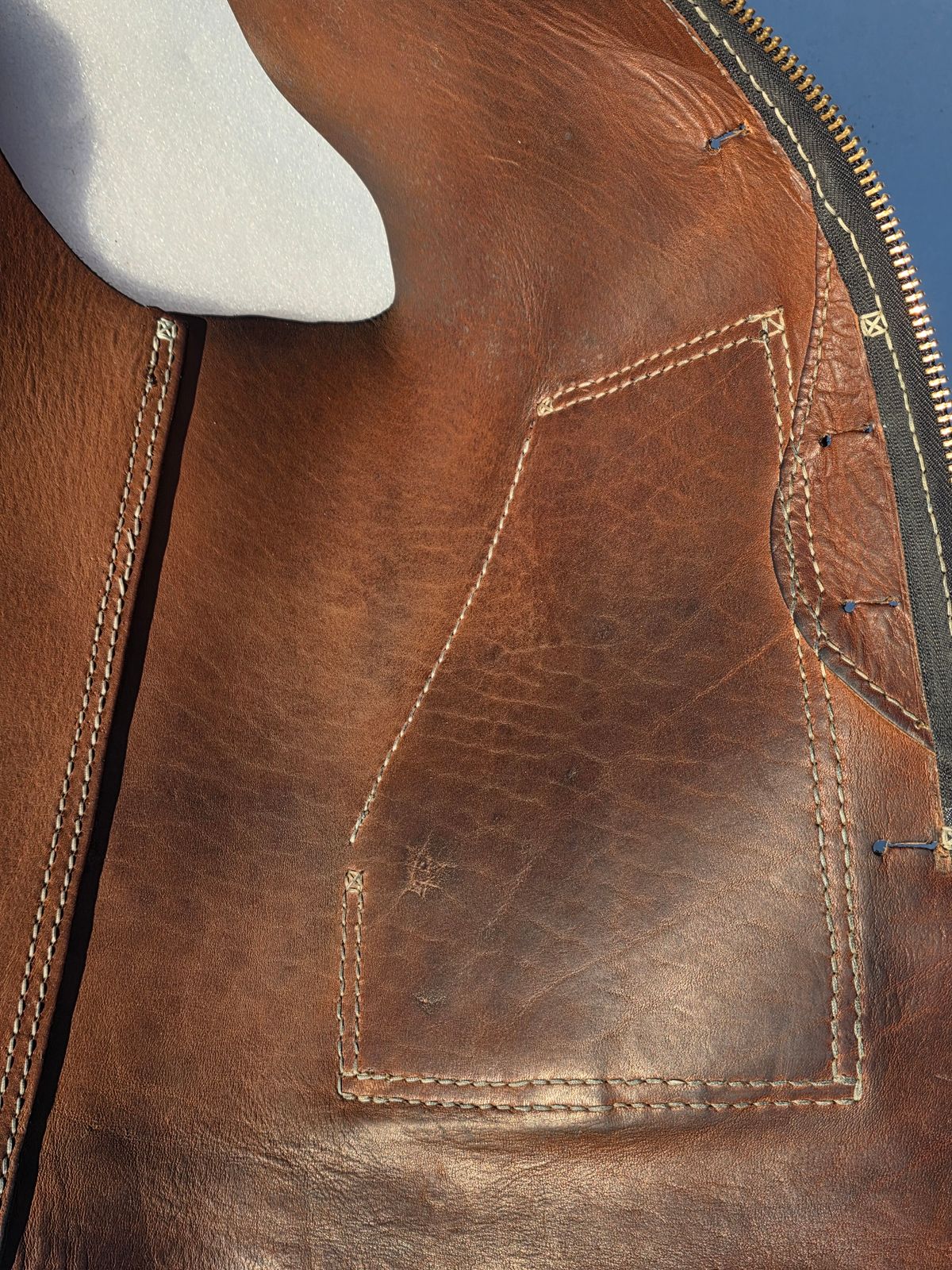 Photo by Pale_Highl1ight on February 1, 2026 of the Pale Highlight Natural Waxed Flesh Vest in Horween Natural Waxed Flesh.