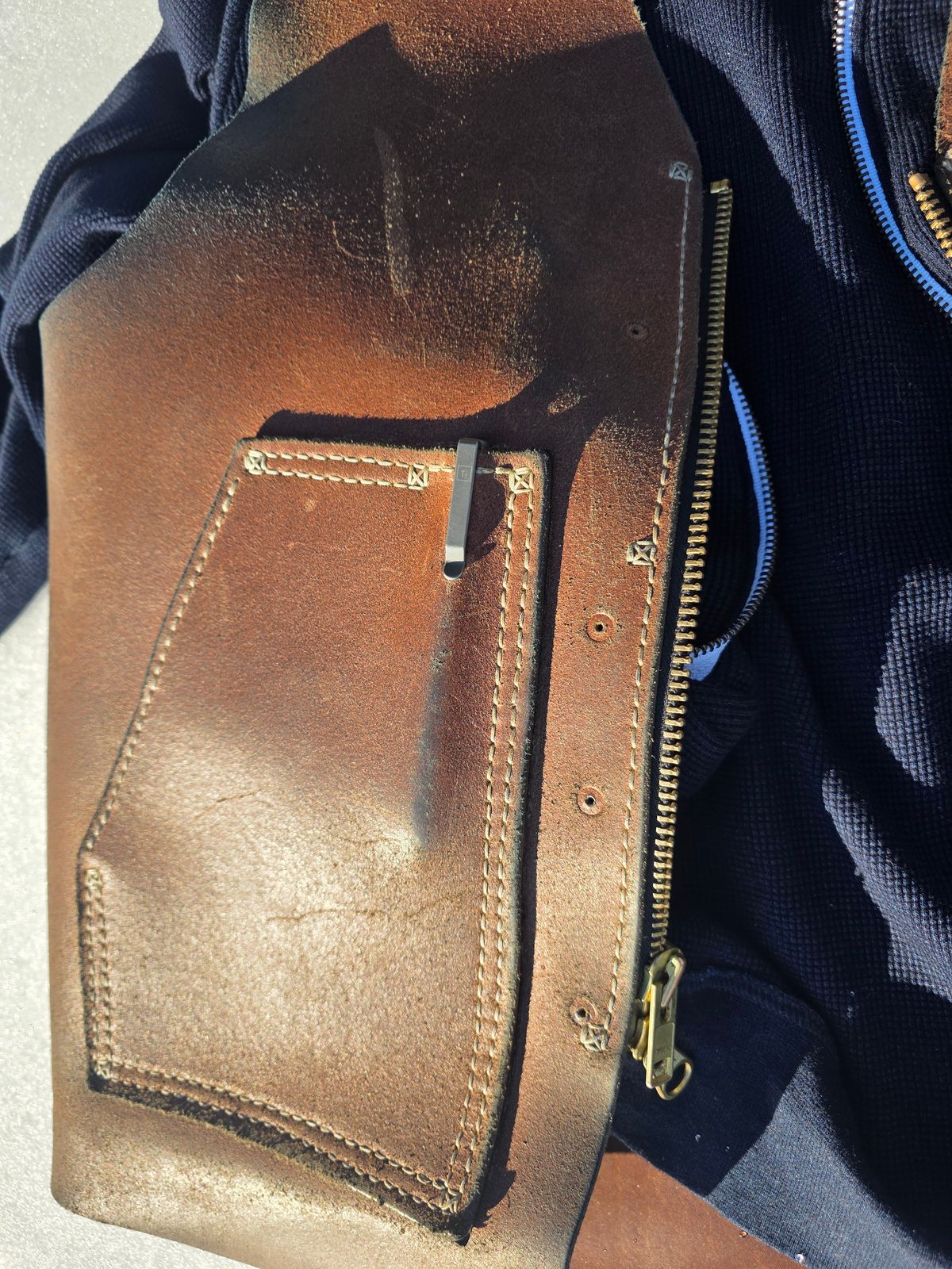 Photo by Pale_Highl1ight on February 1, 2026 of the Pale Highlight Natural Waxed Flesh Vest in Horween Natural Waxed Flesh.