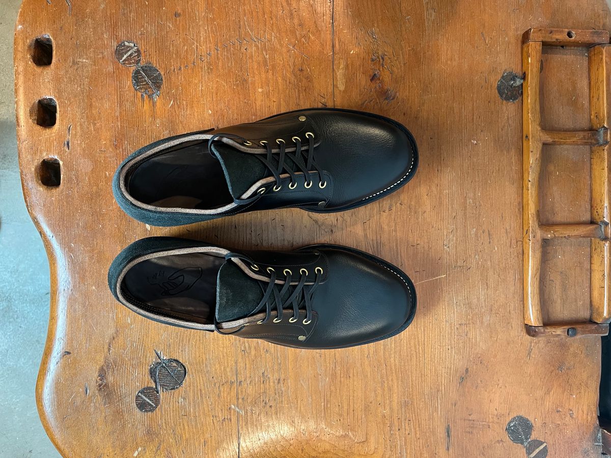 Photo by dirtbag_aesthete on October 6, 2024 of the NF Bootmaker Milton Shoe in Horween Tumbled Black Chromexcel.