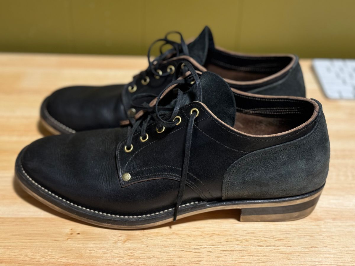 Photo by dirtbag_aesthete on November 5, 2024 of the NF Bootmaker Milton Shoe in Horween Tumbled Black Chromexcel.