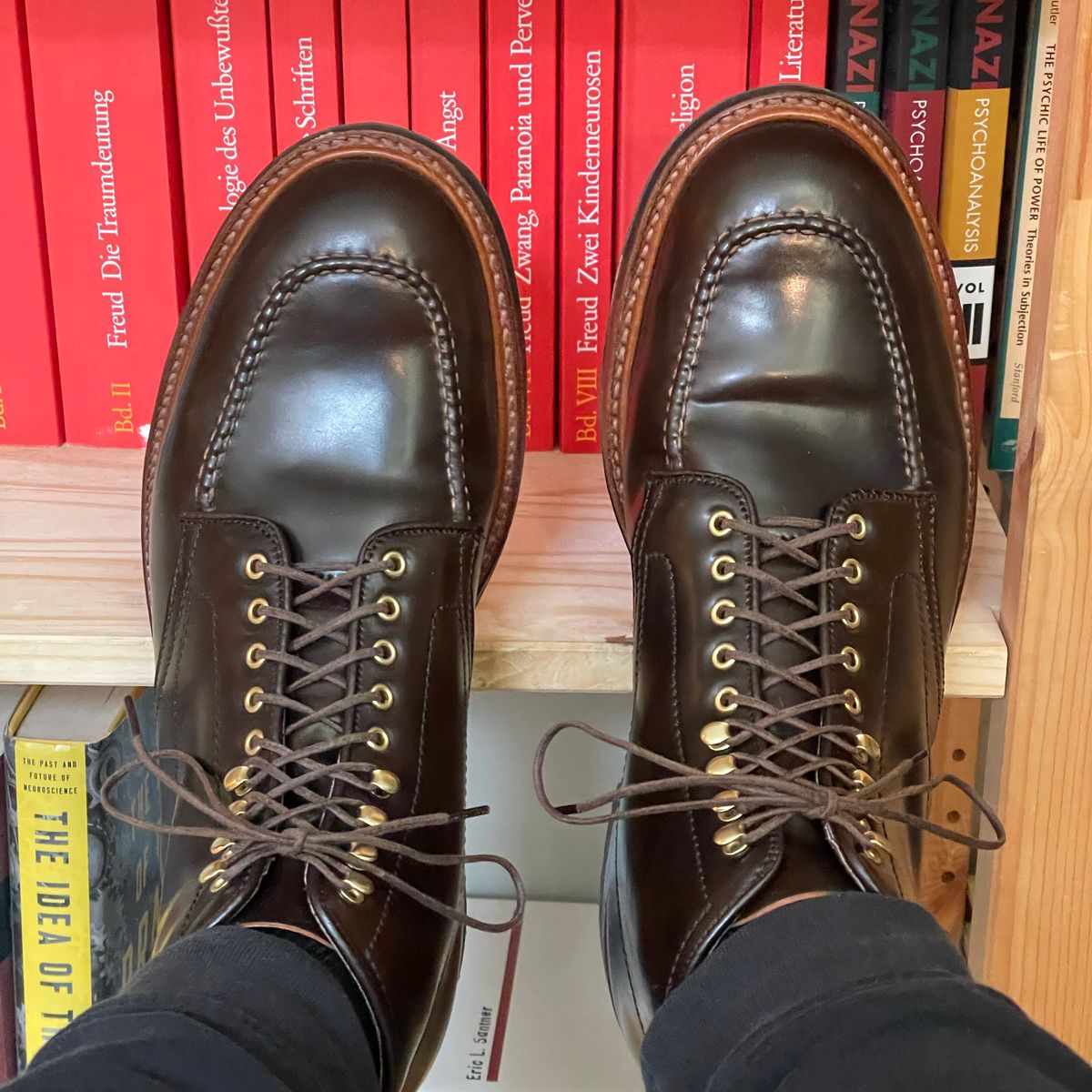 Photo by dirtbag_aesthete on September 11, 2021 of the Alden Indy Boot in Horween Cigar Shell Cordovan.