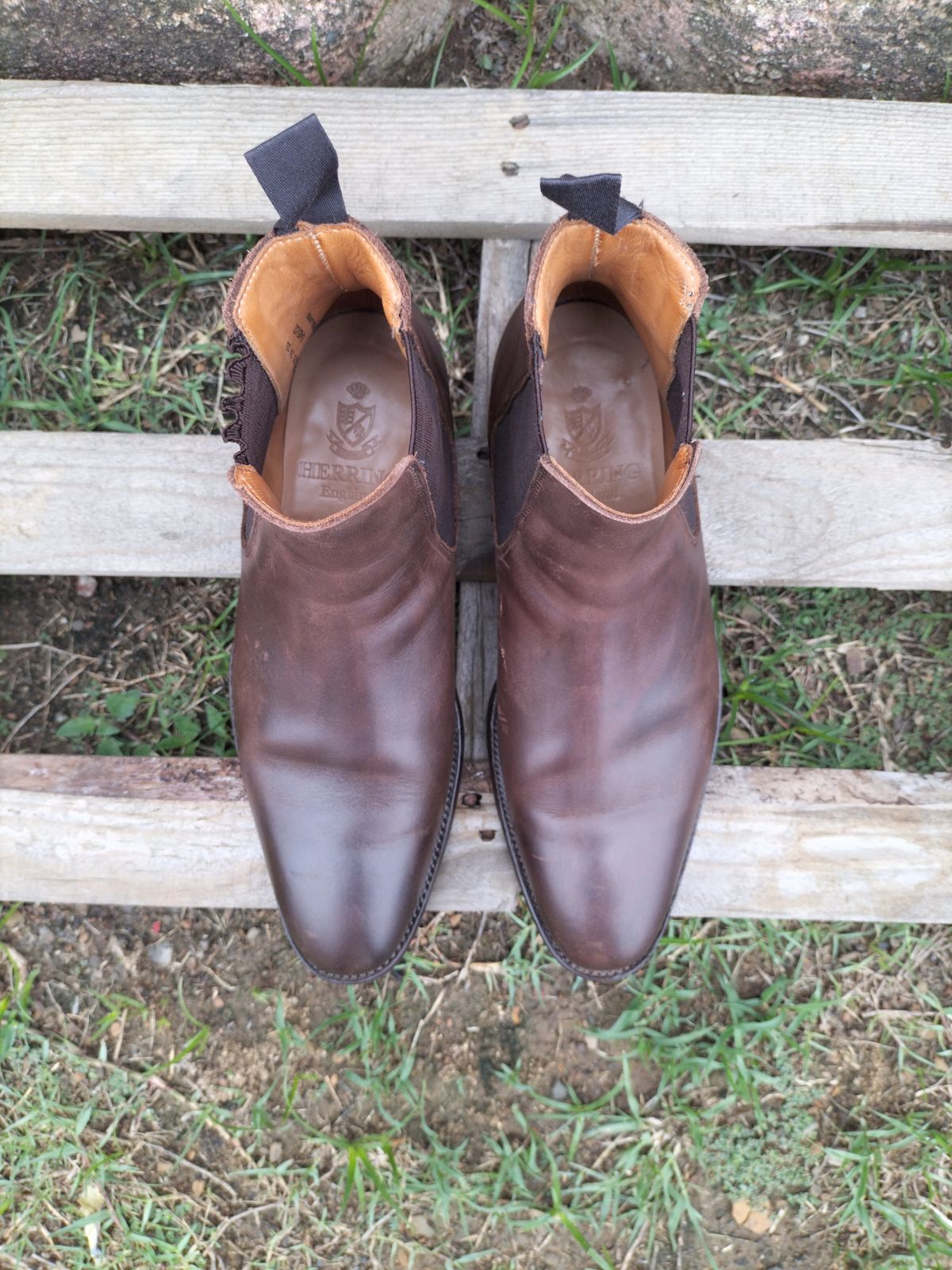 Photo by AneshM on November 1, 2022 of the Herring Wainwright Chelsea Boots in Dark Brown Calf.