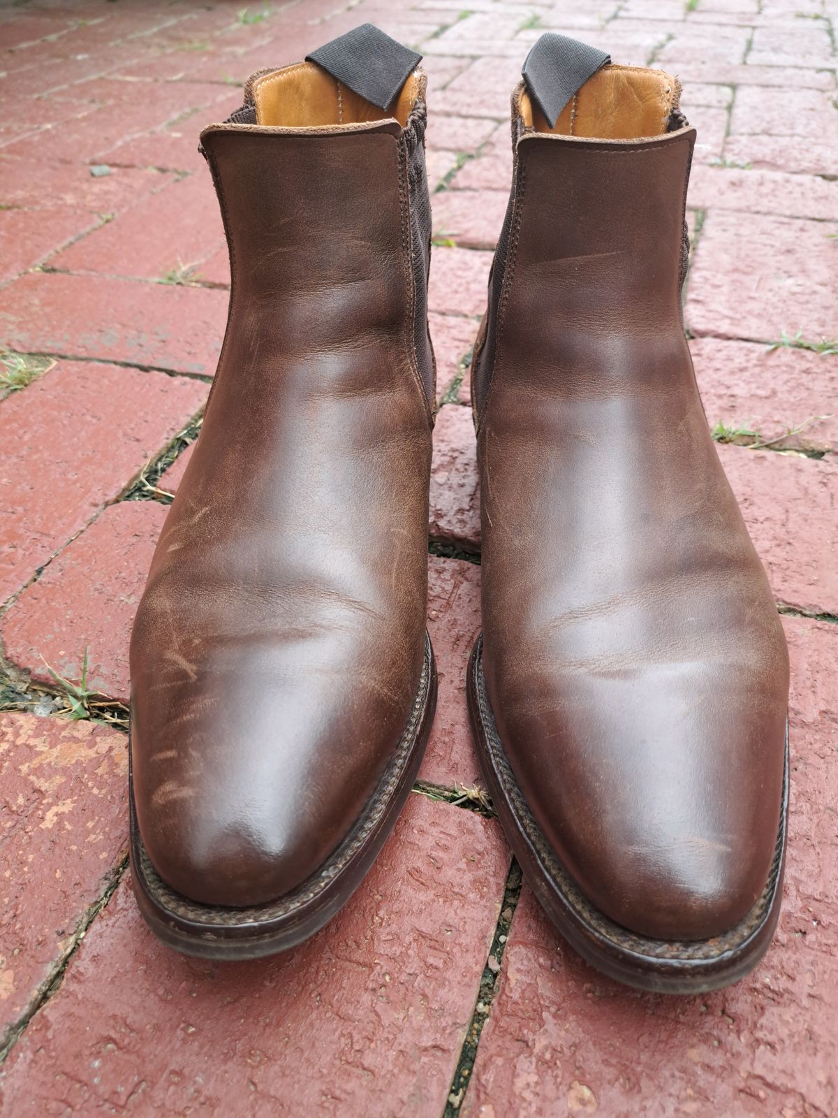 Photo by AneshM on February 1, 2023 of the Herring Wainwright Chelsea Boots in Dark Brown Calf.